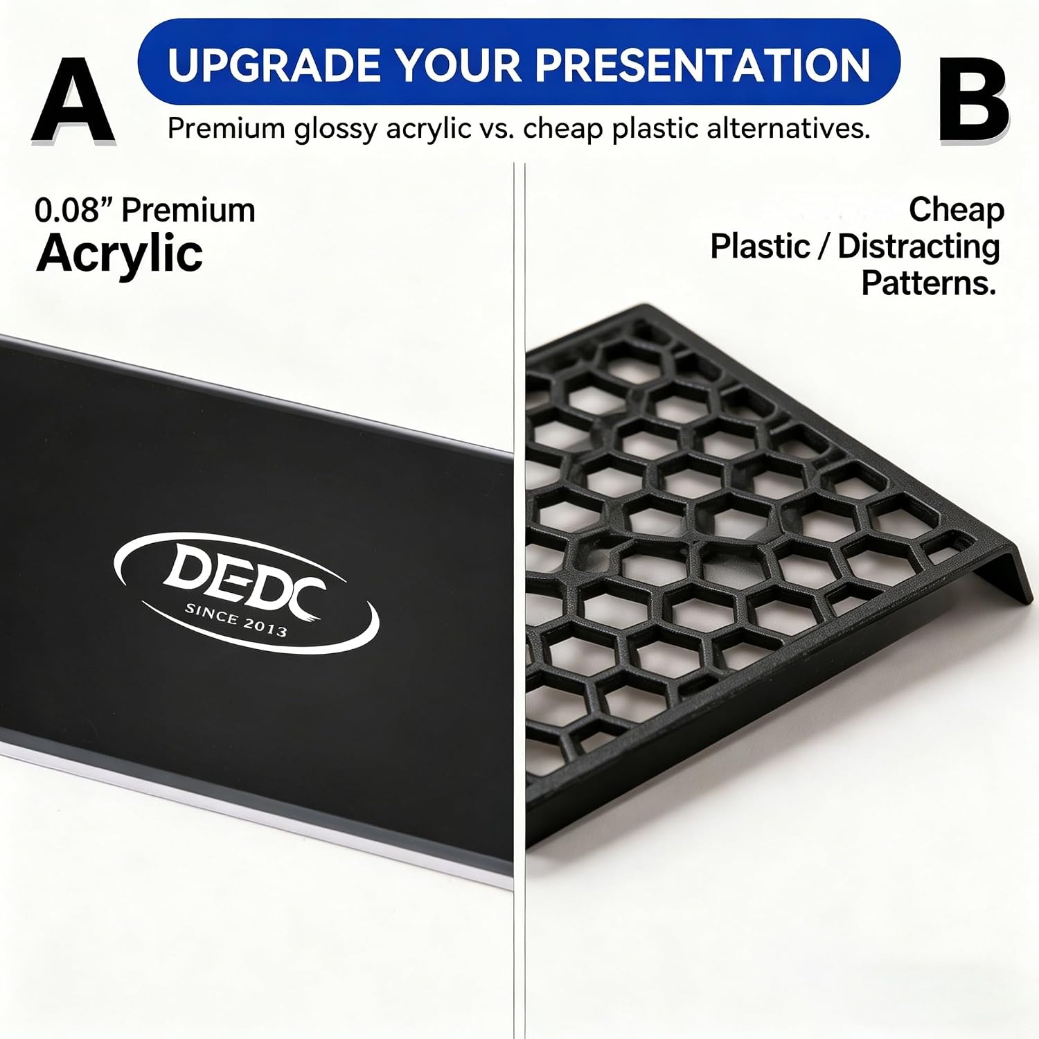 DEDC 30 Pack Modular Acrylic Graded Card Display Risers Black Trading Card Stands for Vendor Showcase and Sorting Tray