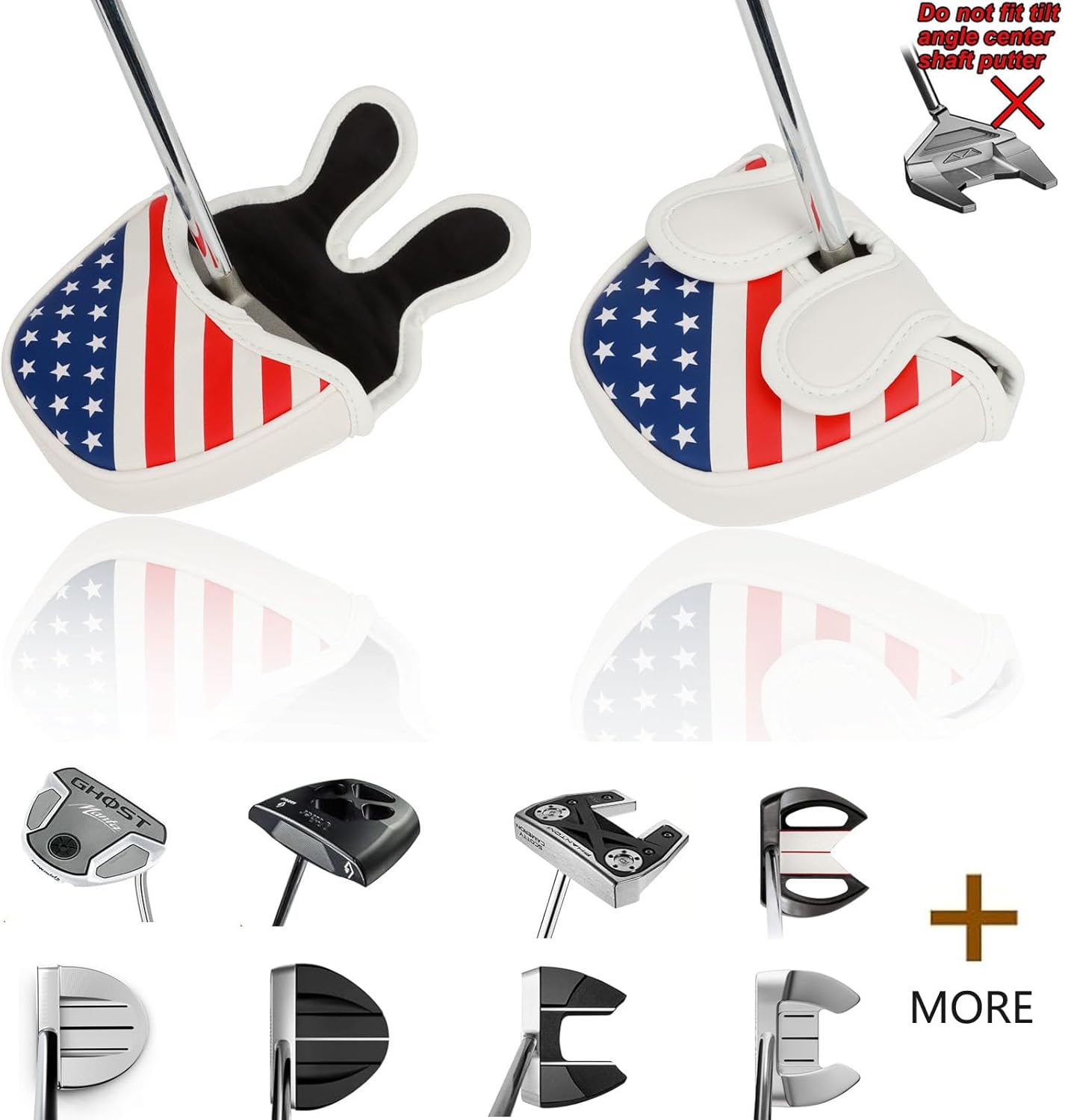 Golf Club Head Covers,4pcs or 1pc USA Golf Head Covers for Woods and Driver Fairway Hybrid - PU Leather Mallet Blade Putter for Men Women Golf Enthusiast - Image 3