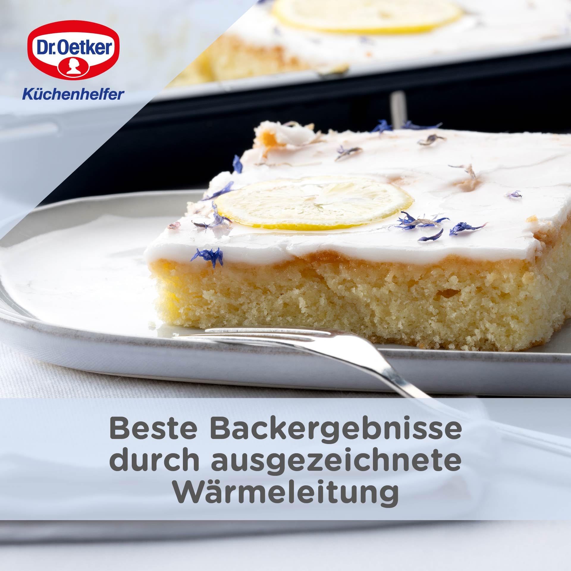 Dr. Oetker Backblech Back-Liebe Emaille – Schnitt- & kratzfestes Blech passend für jeden Backofen mit Emaille & Antihaft-Beschichtung – Verstellbares Backofenblech in Dunkelblau