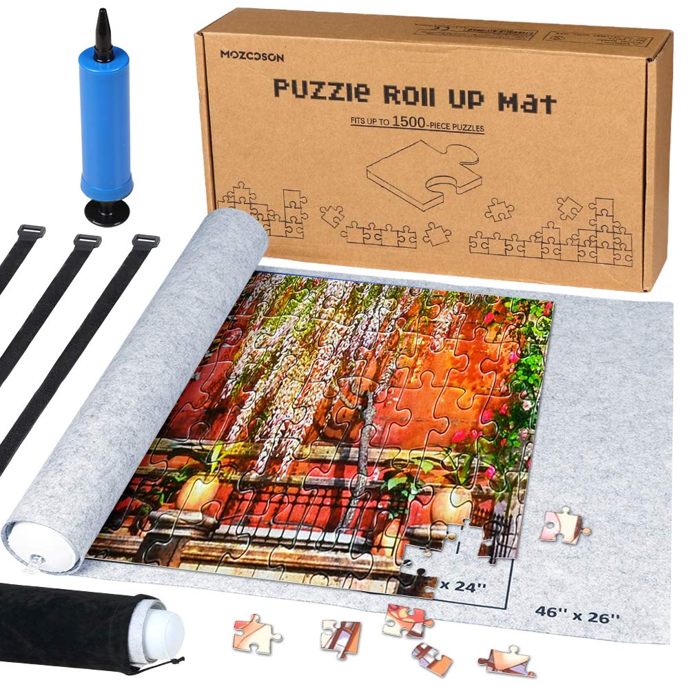 Mata do puzzli 500, 1000, 1500, 2000 elementów, przenośna podkładka do puzzli, podkładka do puzzli, mata do puzzli, szara