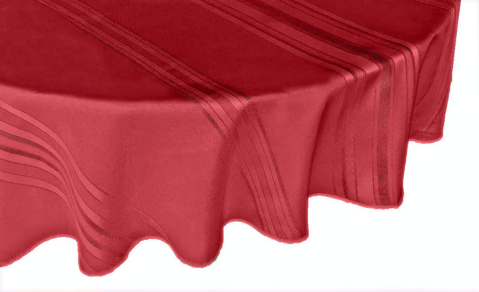 Broder Manufacturing Inc Satin Stripe Polyester Permanent Press Table Linens, 70-Inch Round Tablecloth, Red