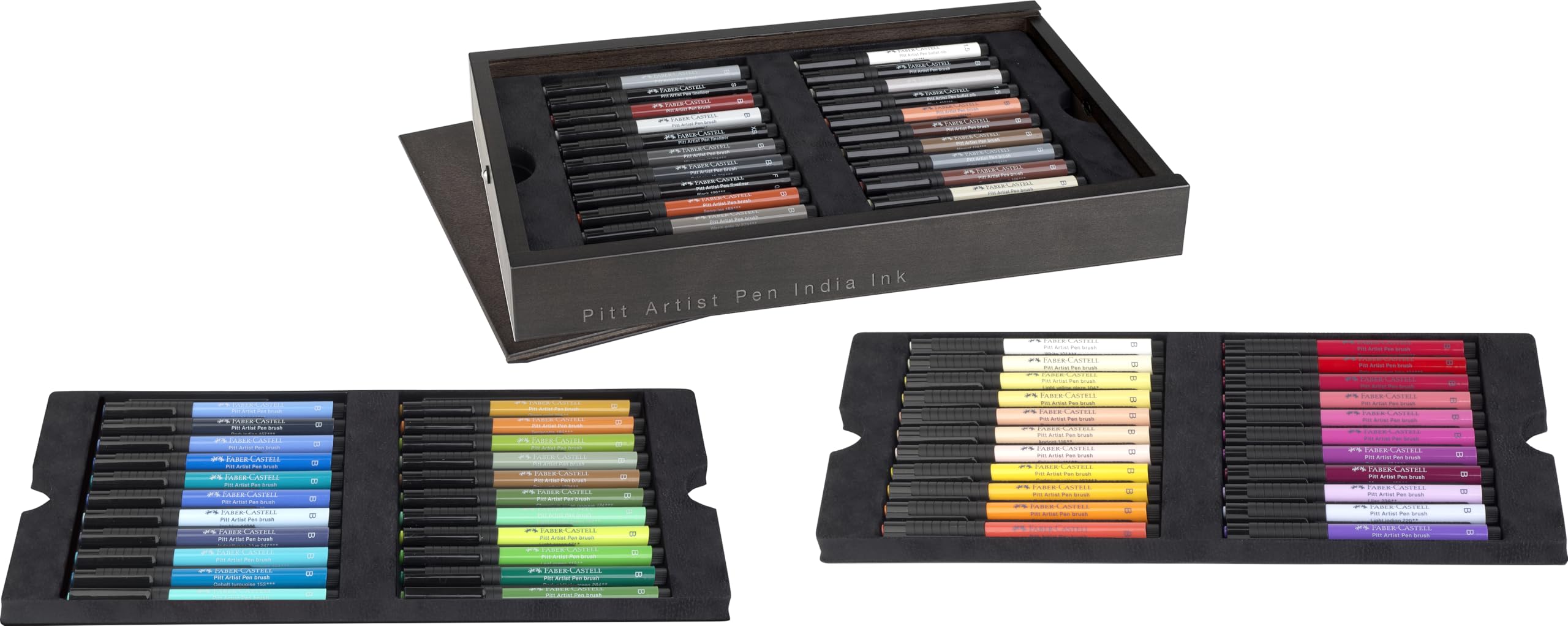 Faber-Castell - Tuschestifte Pitt Artist Pen, 66er Holzkoffer | Wasserfeste und lichtbeständige Zeichentusche für professionelle Illustrationen