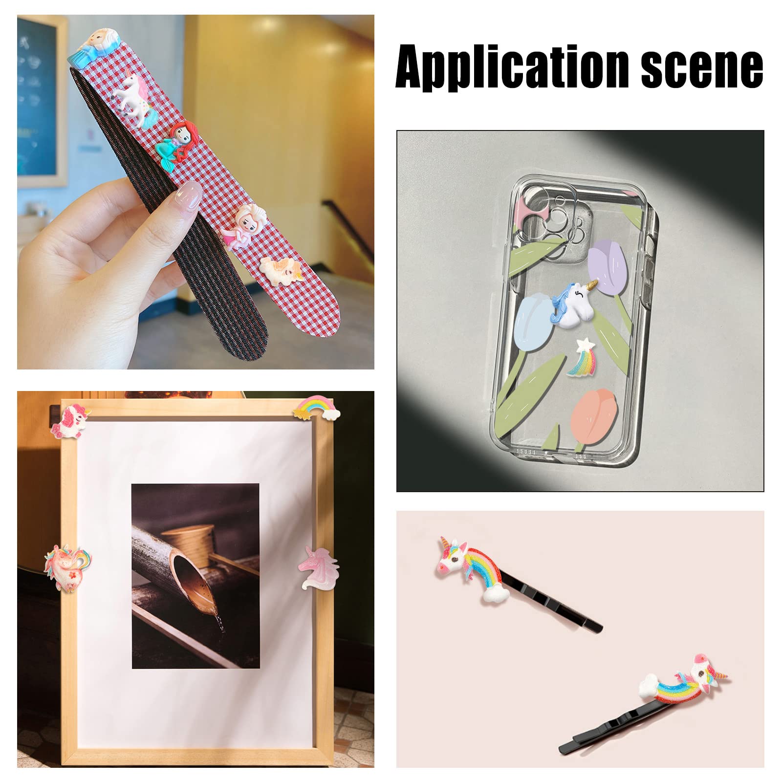 SUNNYCLUE Einhorn-Regenbogen Cabochons – 80 Stück, 10 Designs – Harz-Flatbacks Für DIY & Deko