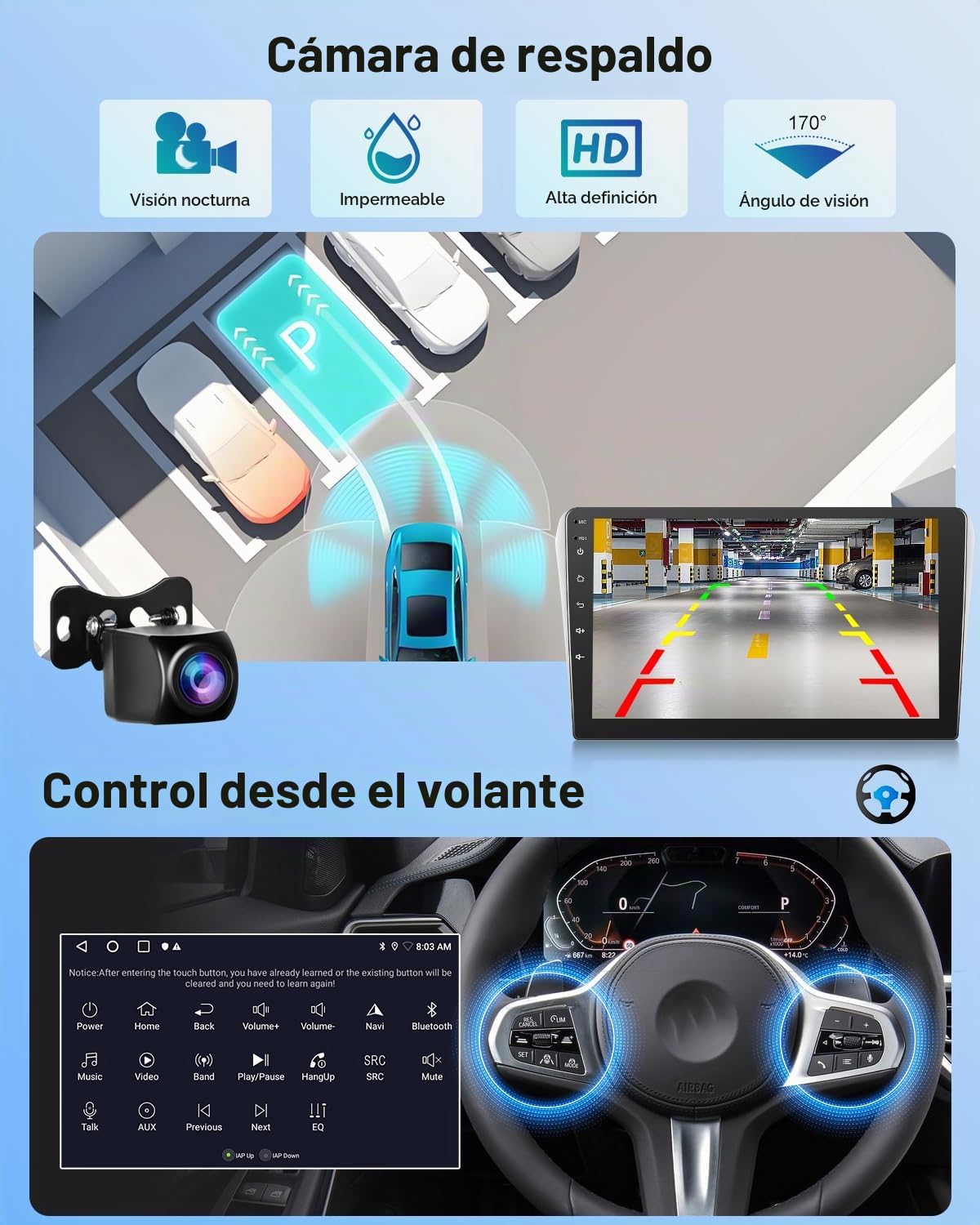 NHOPEEW 2G+64G Android Car Radio para Toyota Avensis 2002-2008 - Wireless Carplay & Android Auto - 9 Pulgadas Stereo con WiFi EQ GPS Mirror Link FM RDS + AHD Cámara de visión Trasera&Mic