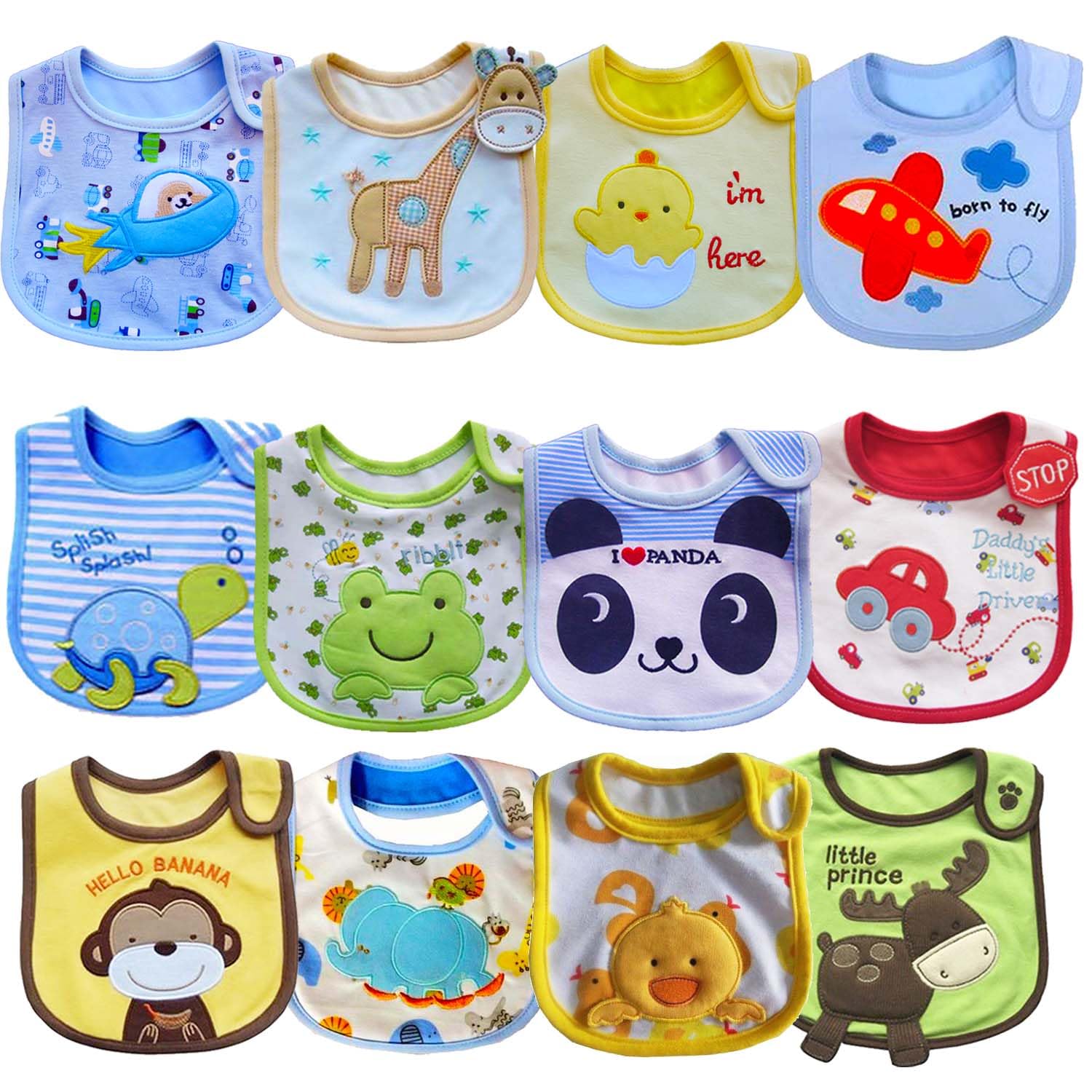 SLOSH 12 Baberos Impermeables Bebe Recien Nacido Niño Niñas Unisex