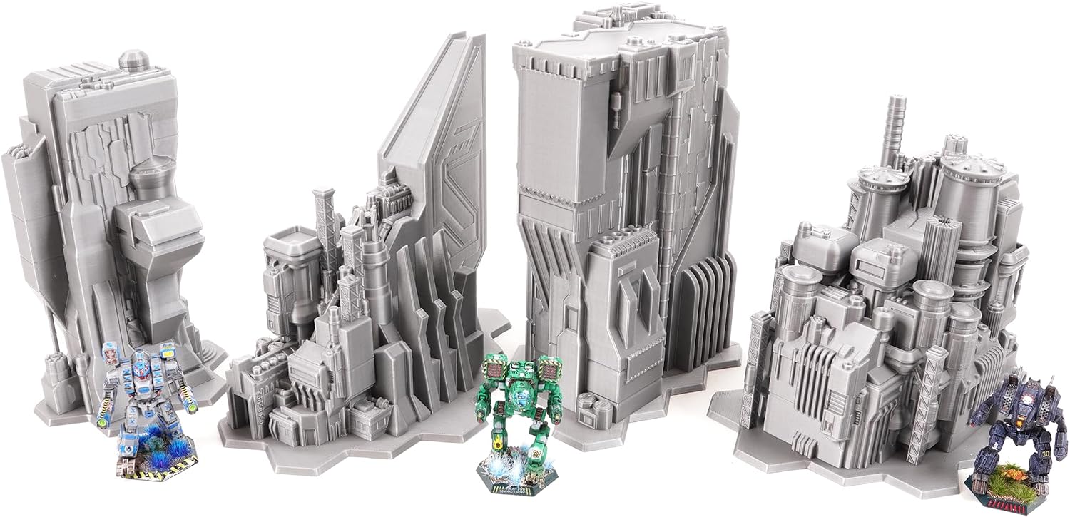 Tabletop Terrain 6mm Sci-Fi Cityscape Bundle 4 with Hexes for Miniatures Games Such as Epic Battletech Adeptus Titanicus (Bundle 4 with Hexes) image 3