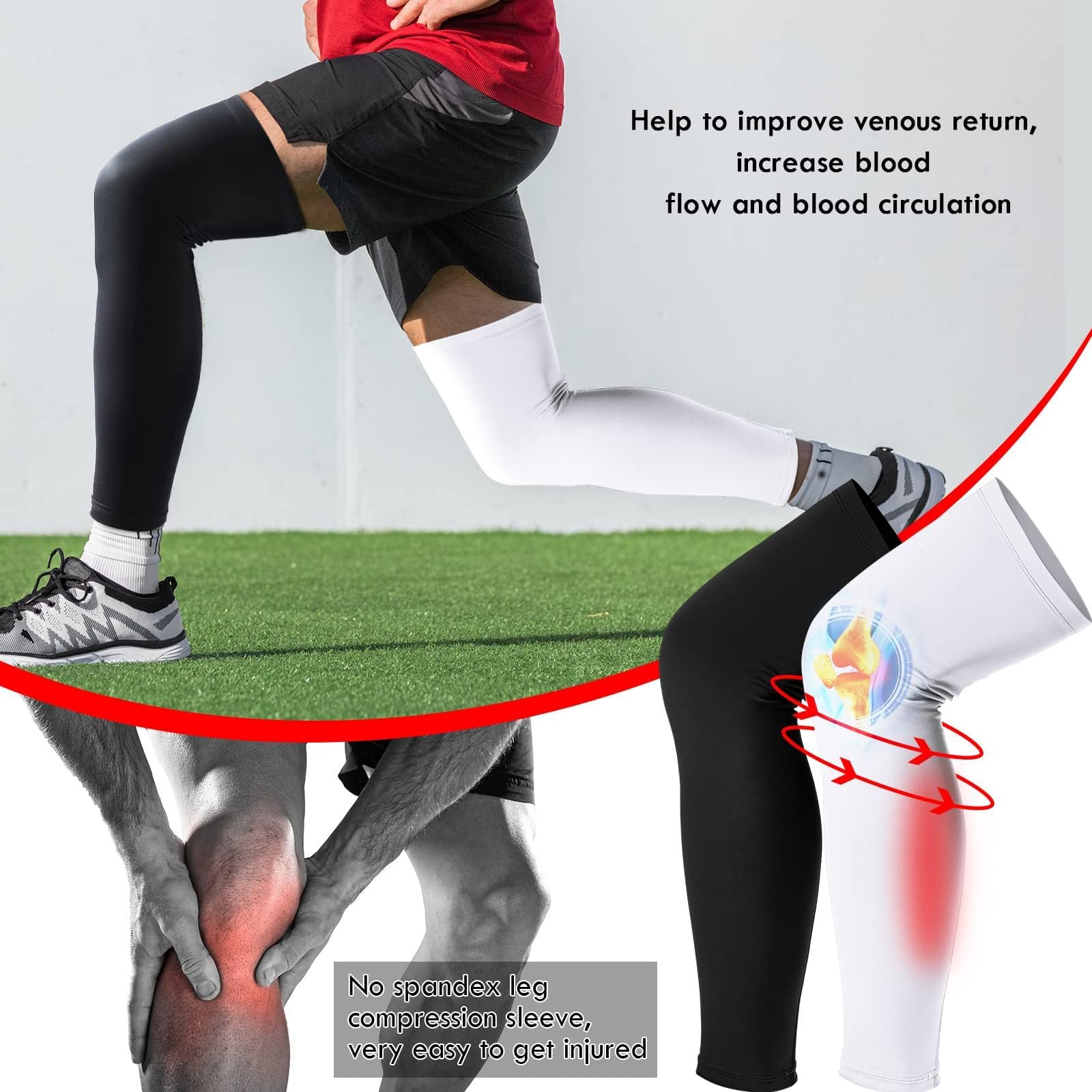 ERNZI Manchettes de Compression -2 Paires de Compagnons Idéaux pour le Sport et les Activités en Plein Air, Protègent vos Jambes lors de la Course, du Basketball