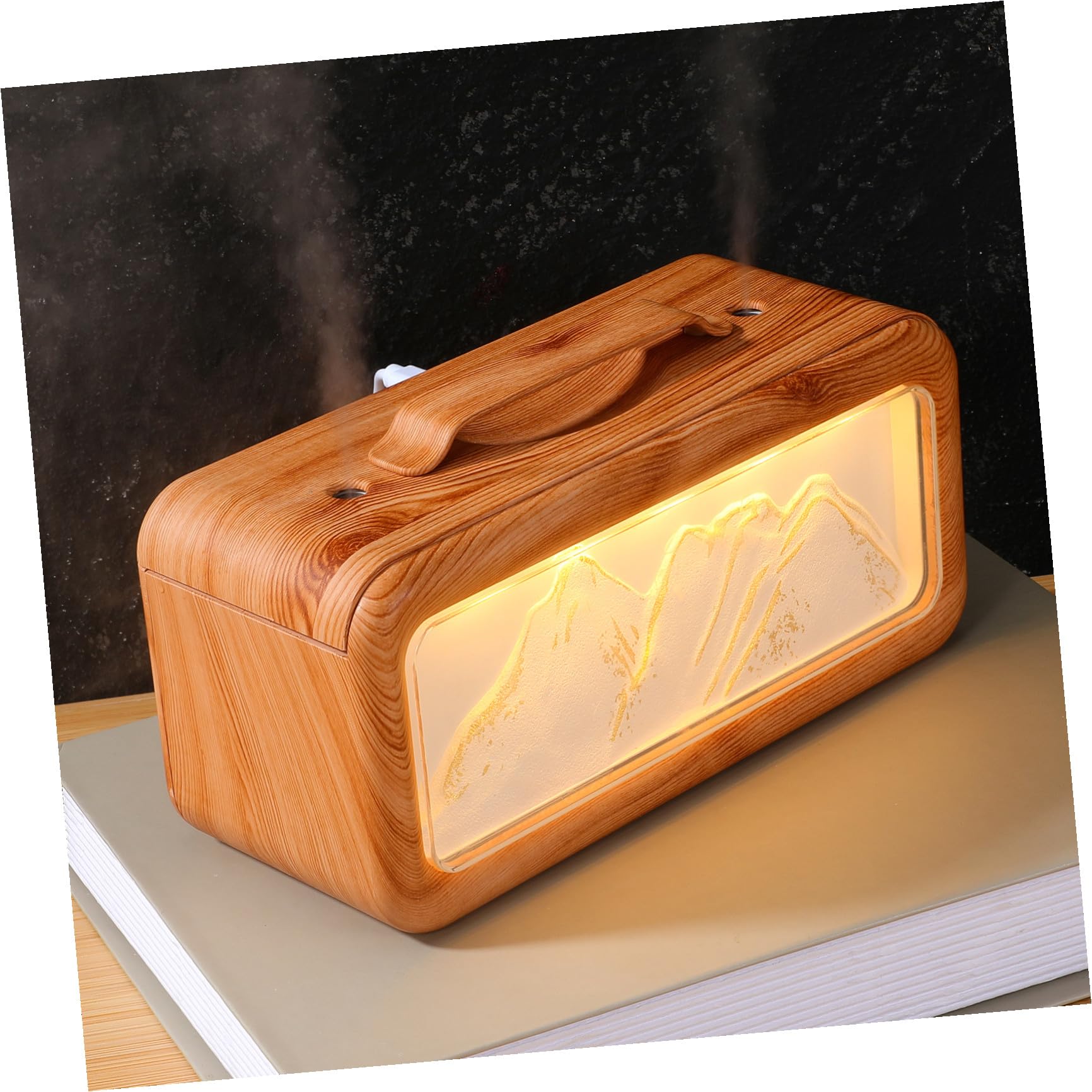 Humidificador Portátil y Capacidad de 600 Ml Tecnología de Doble Pulverización Diseño de Textura Madera y de para Habitación Adecuado para y Coche