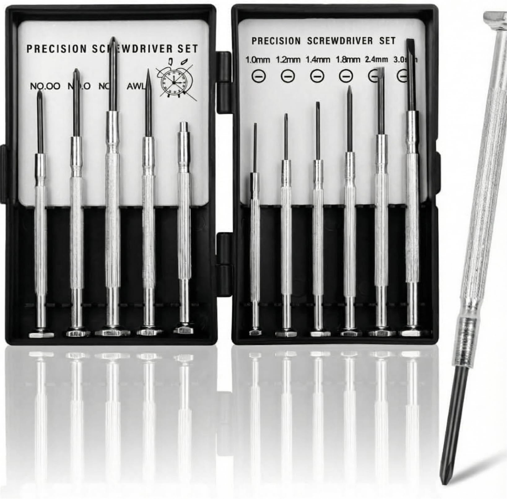 Photo 1 of 11 PCS Precision Mini Screwdriver Set, 11 Different Size Flathead & Phillips, Premium Micro Screwdriver Kit for Jewelers, Watch, Electronics, Eyeglass Repair