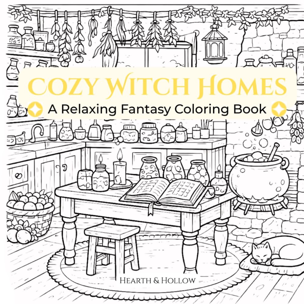 Cozy Witch Homes: A Relaxing Fantasy Colouring Book