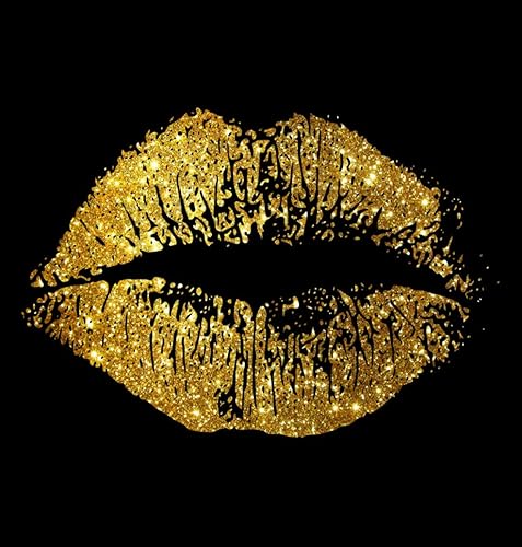 Kits de pintura de diamantes 5D para bricolaje, labios dorados con purpurina, arte fino, divertido, pintura de taladro completo, lienzo para