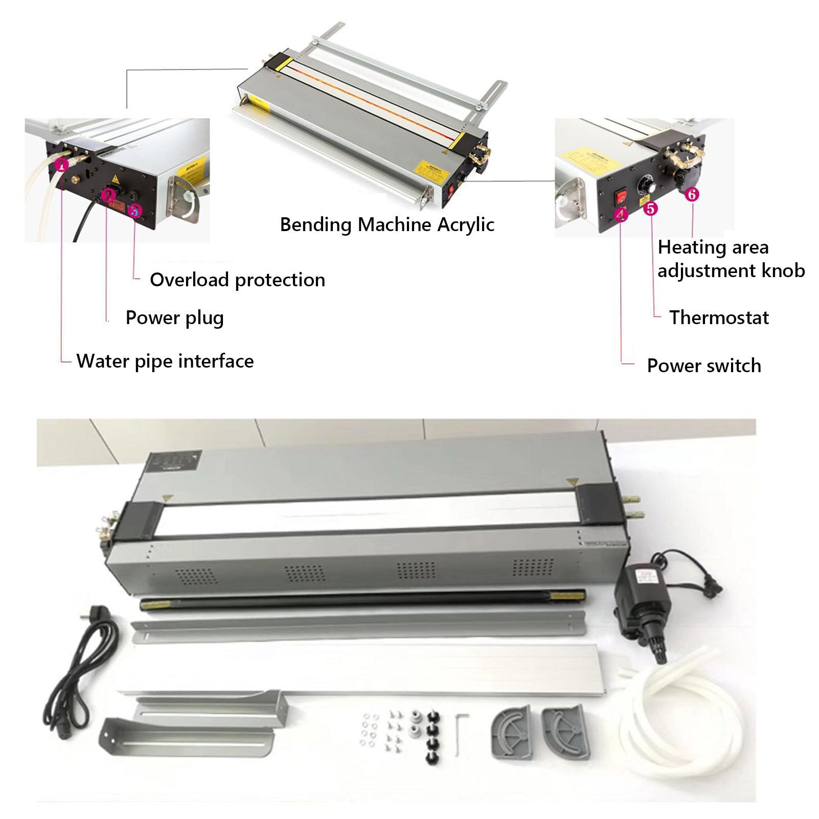 Piegatrice acrilica con regolatore di angolo e lunghezza, aggiornata per plexiglass, PVC, ABS e altro, calibrazione del raggio di 70 cm per piegatura di precisione