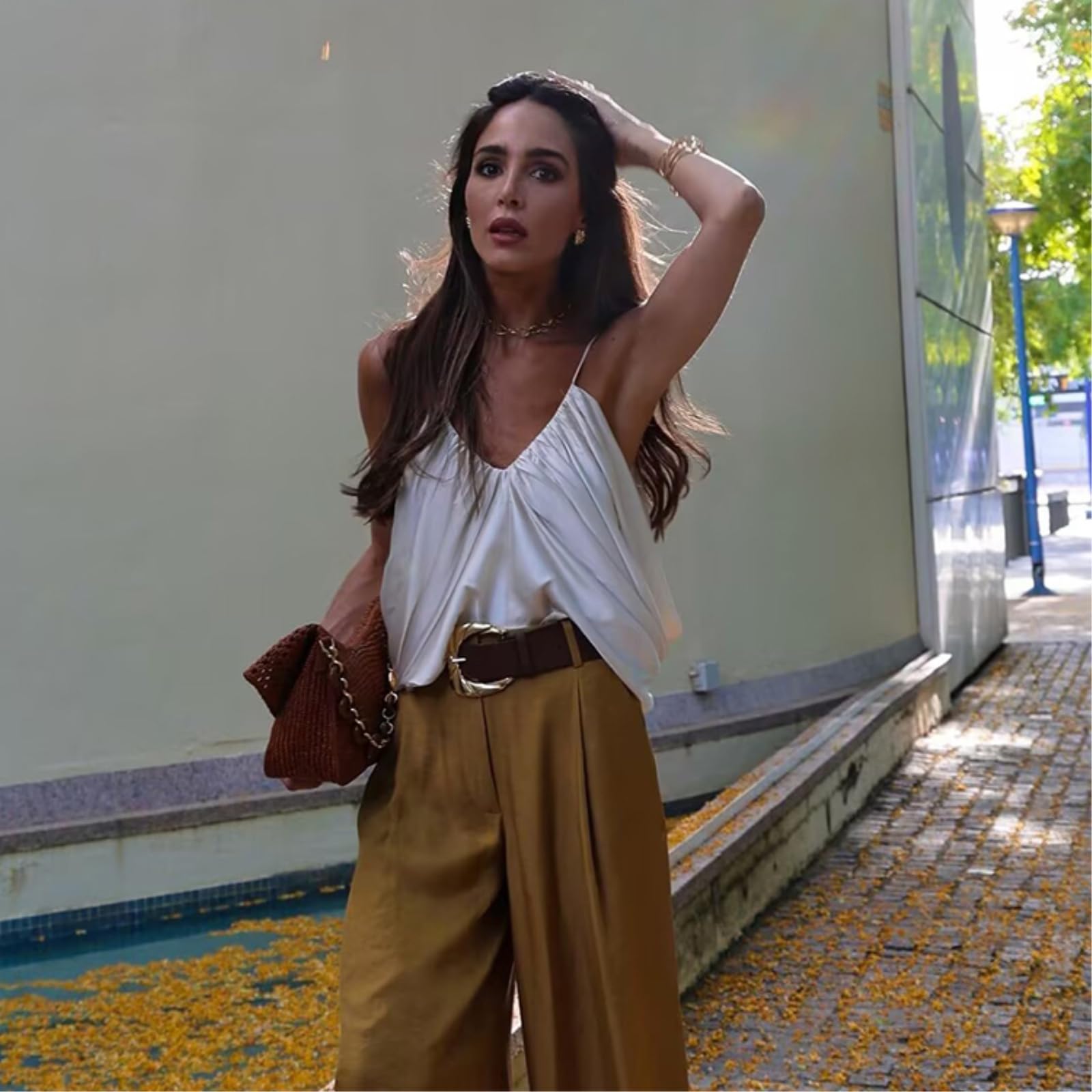 Chaleco de Mujer Slip Tops Moda Satén Elegante Cultivo Top Sin Mangas Correas Delgadas Cortos para Mujeres Espalda Sexy Party Top-b-m