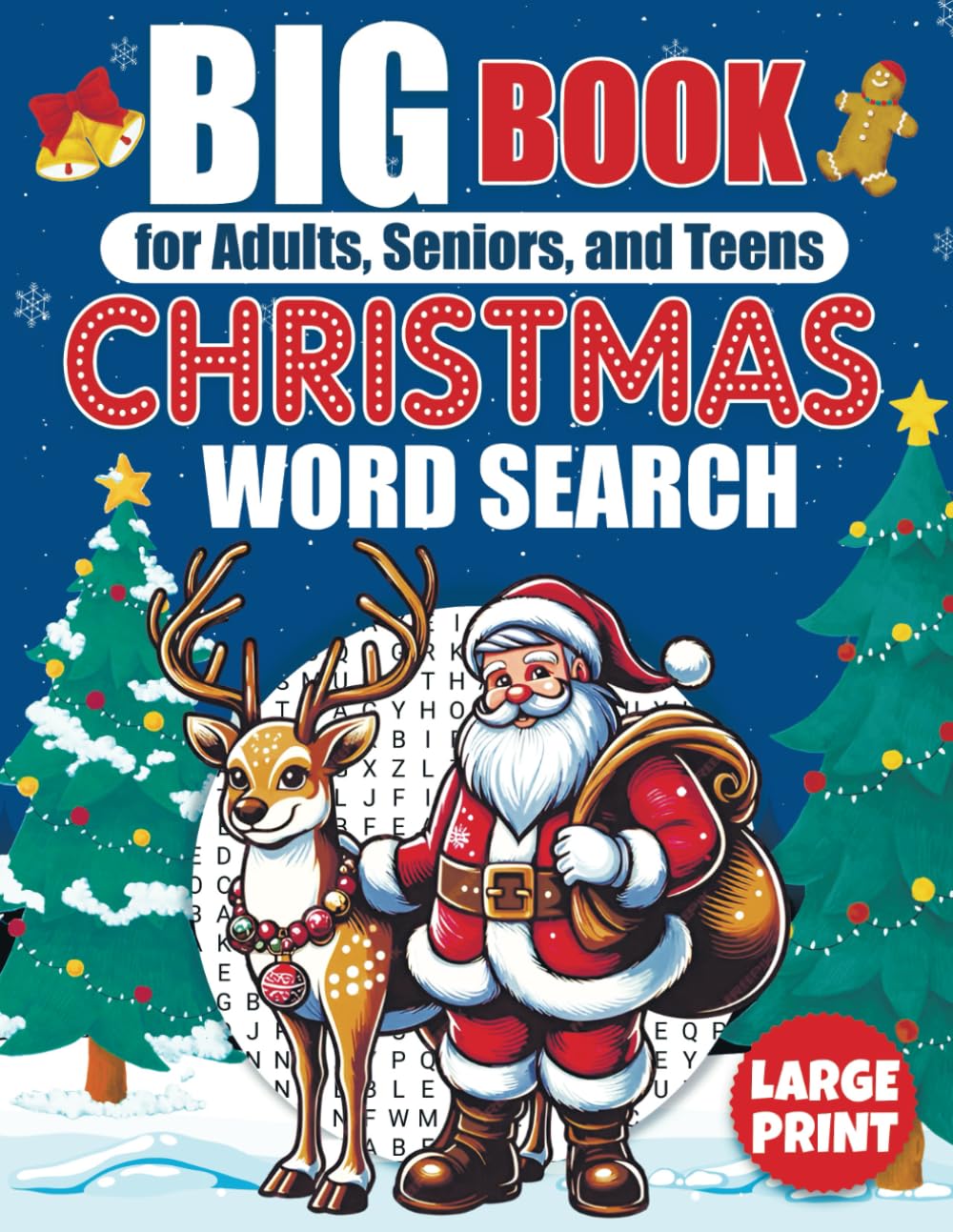 BIG Christmas Word Search: 2000+ Festive Words in Large Print, Themed ...