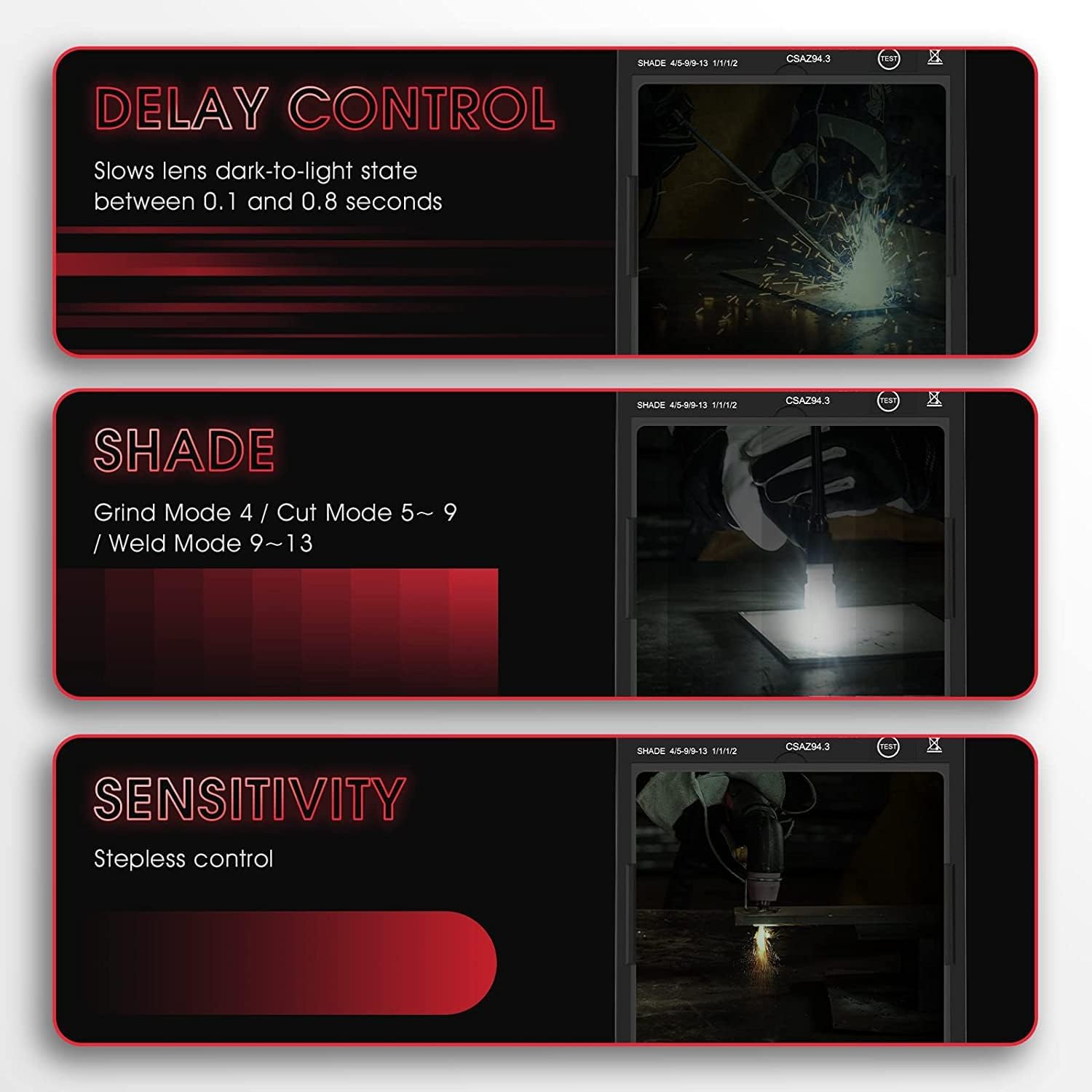 Hottest Sale YESWELDER Large Viewing 3.94X3.66 True Color Solar Power Auto Darkening Welding Helmet, 4 Arc Sensor Wide Shade 4~5/9-9/13 for TIG MIG Arc Weld Grinding Welder Mask LYG-M800H-A