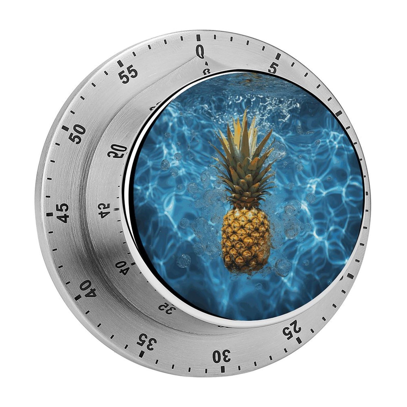Pineapple in The Pool Timer Loud Mechanical Timer Stainless Steel 60-Minute Kitchen Timers Waterproof Chef Cooking Timers Sport Countdown Clock Portable Countdown Alarm Adult