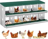 GarveeLife 10-Hole Chicken Nesting Box: Two-Tier Steel Rollaway Egg Collector with Vents, Tool-Free Wall Mount for Easy Collection