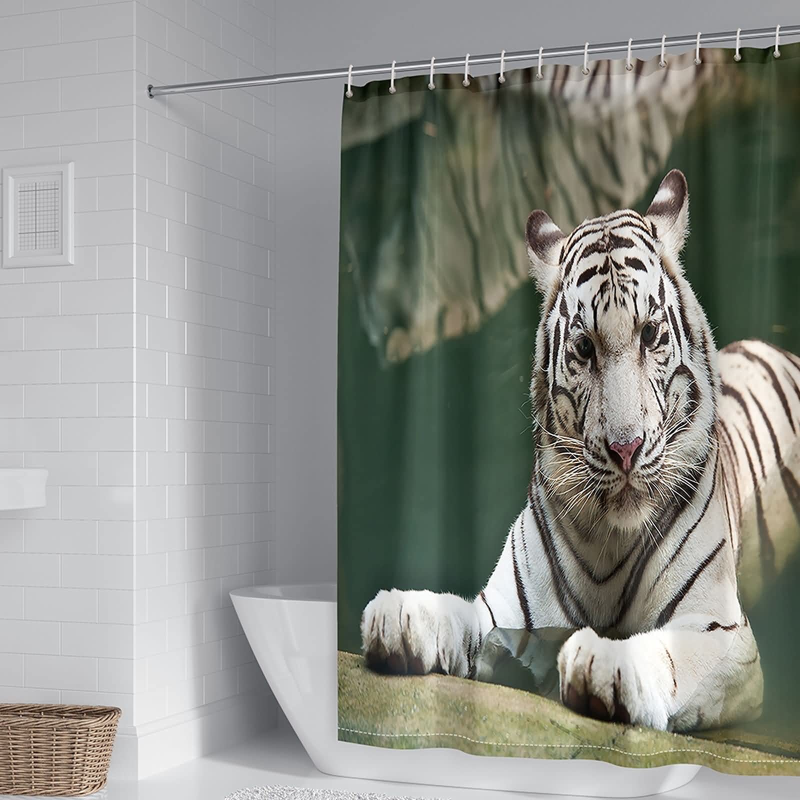Rideau de douche anti moisissure imperméable polyester blanc 180x200