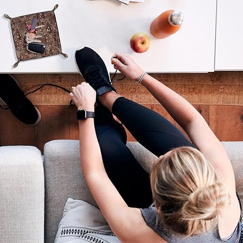 Miniatura 5 de Bandeja Valet para hombres y mujeres, bandeja de cuero, bandeja de joyería, bandeja de recepción, textura de serpiente, bandeja de almacenamiento de