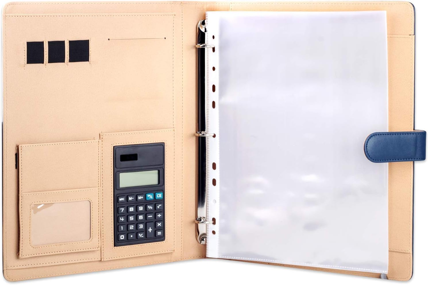 Z PLINRISE High Grade Multifunction Letter Size Padfolio/Resume Portfolio Folder-Document Organizer/Business Card Holder with Calculator and 8 File Pockets (Blue) : Office Products