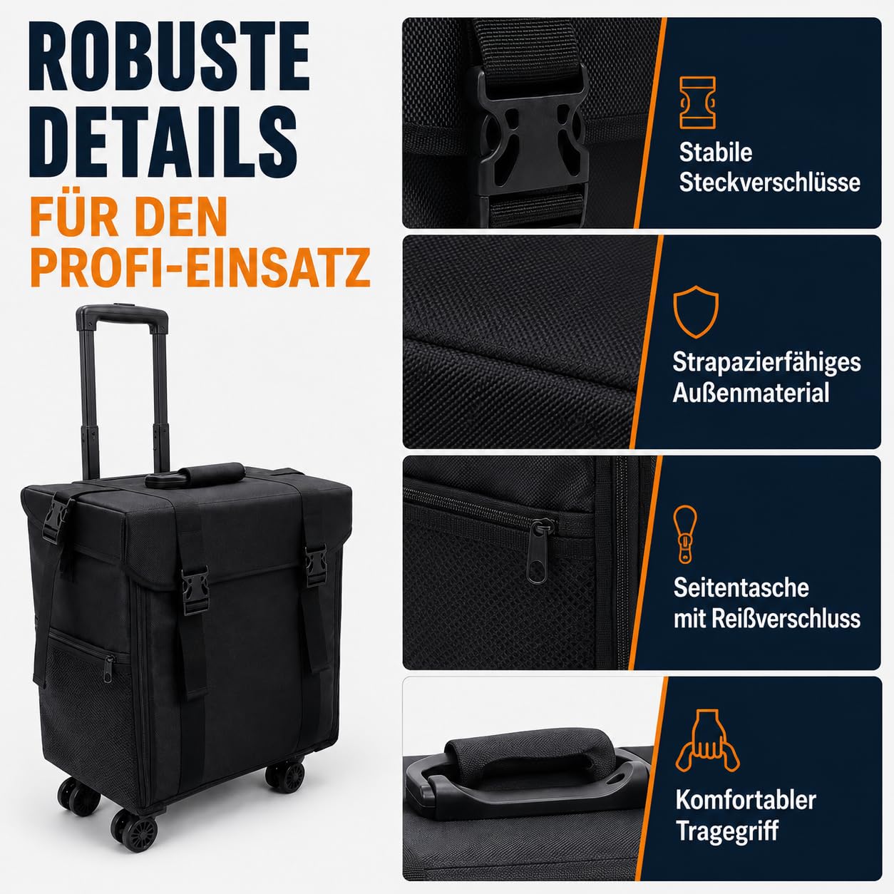 Profesjonalny zestaw do makijażu z szufladami, walizka na kosmetyki dla profesjonalnych artystów makijażu, fryzjerów itp, czarny, 44*35*71.5, Nowoczesny