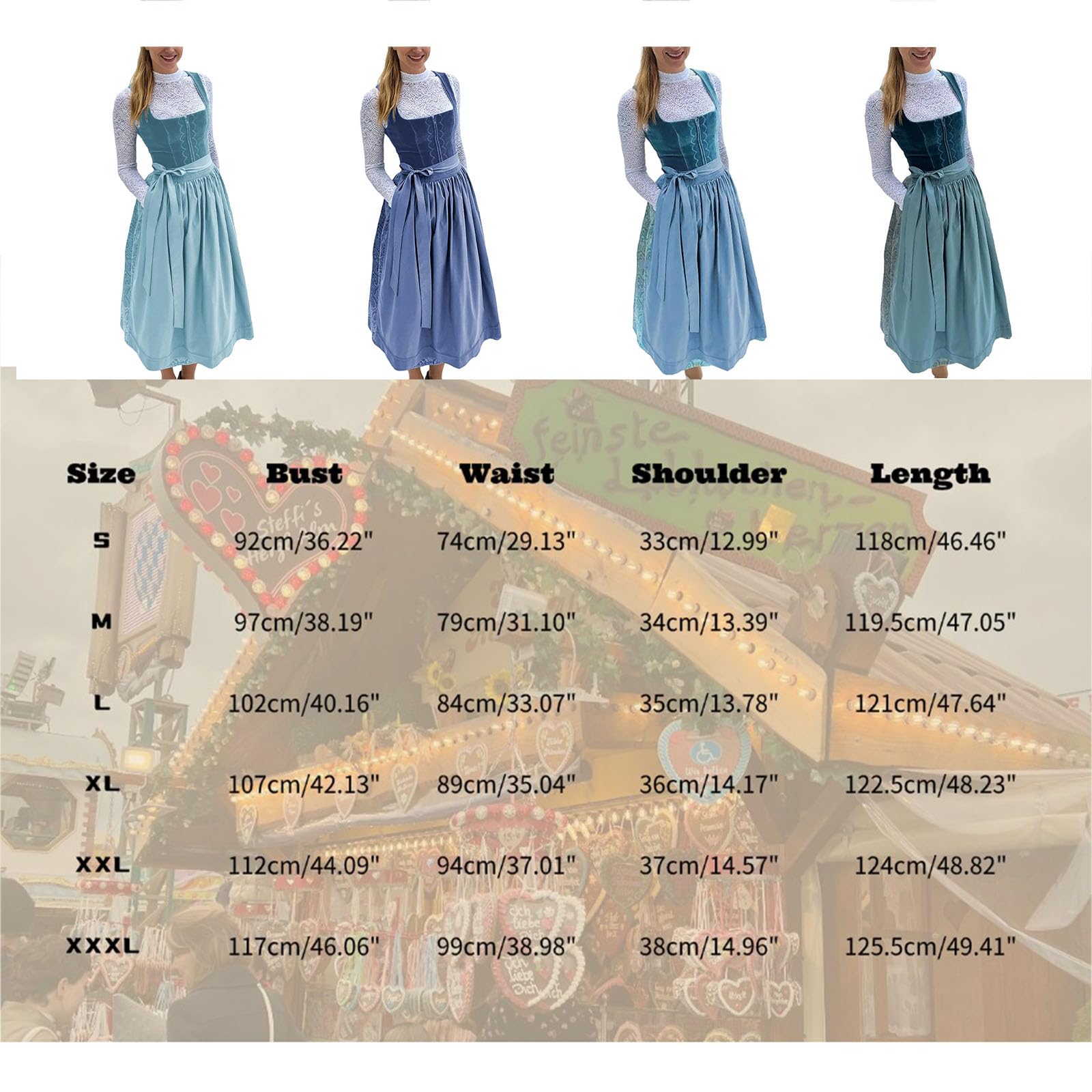 Dirndl Damen mit Schürze Dirndelkleider trachtenrock Oktoberfest Outfit