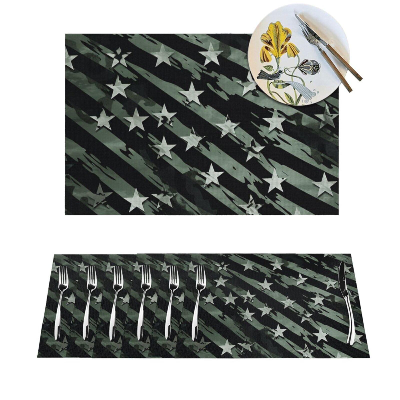 Set de table antidérapant lavable en PVC vert noir 30x45cm résistant chaleur