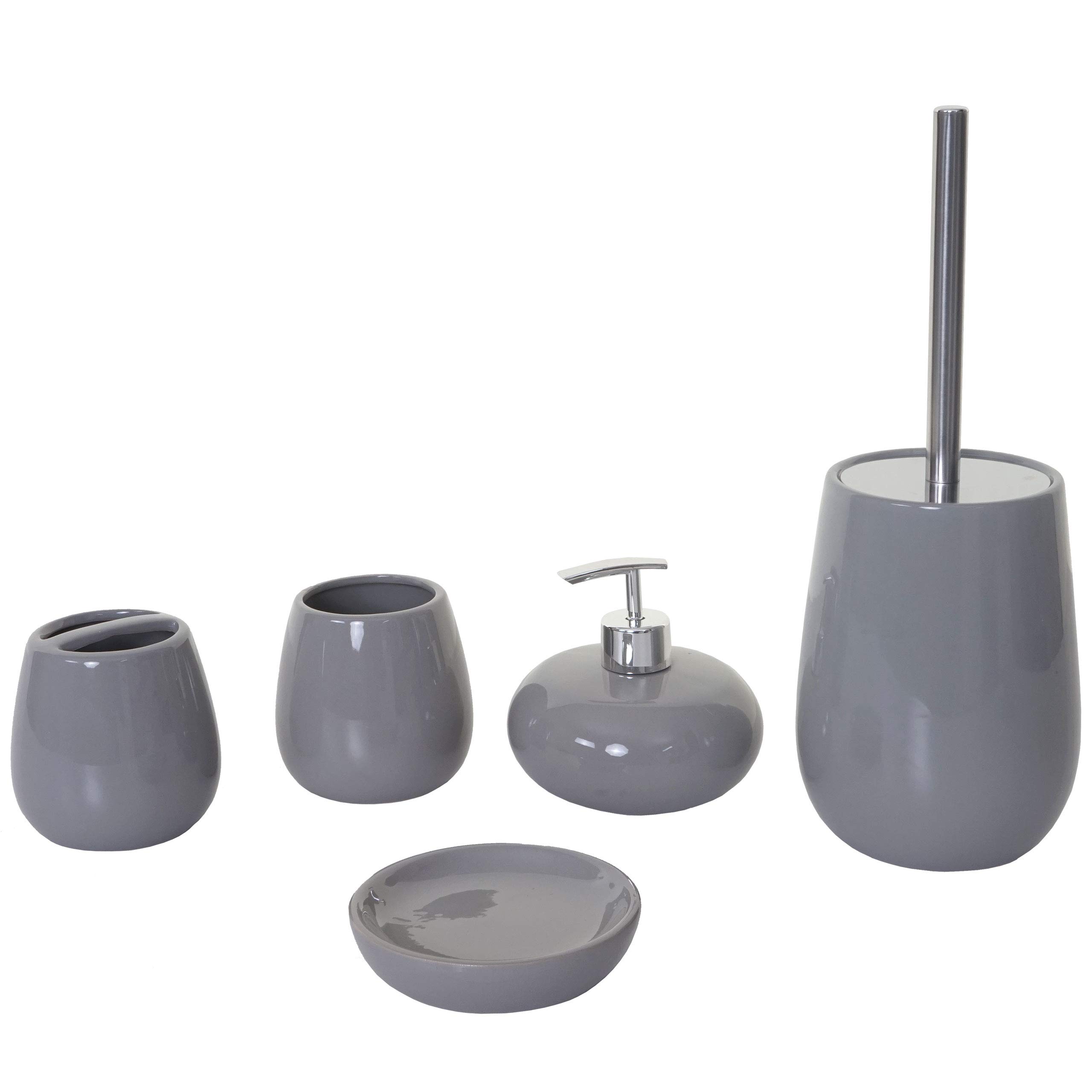 HWC-C72AM - Juego de accesorios de baño (5 piezas, cerámica), color gris