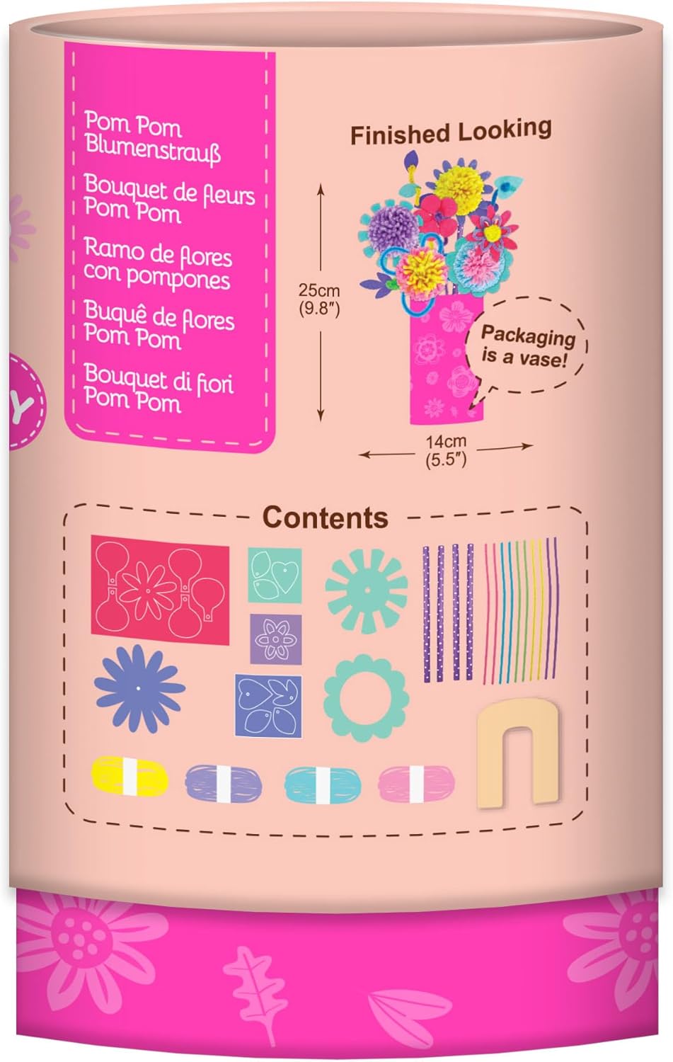 Avenir - Pom Pom Bouquet - Flowers Multicolor | Activity for Kids | pre-Cut felts and Felt Stickers | Perfect Work of Art to Keep for Room Decoration or to give as a GIF | Ages 3+