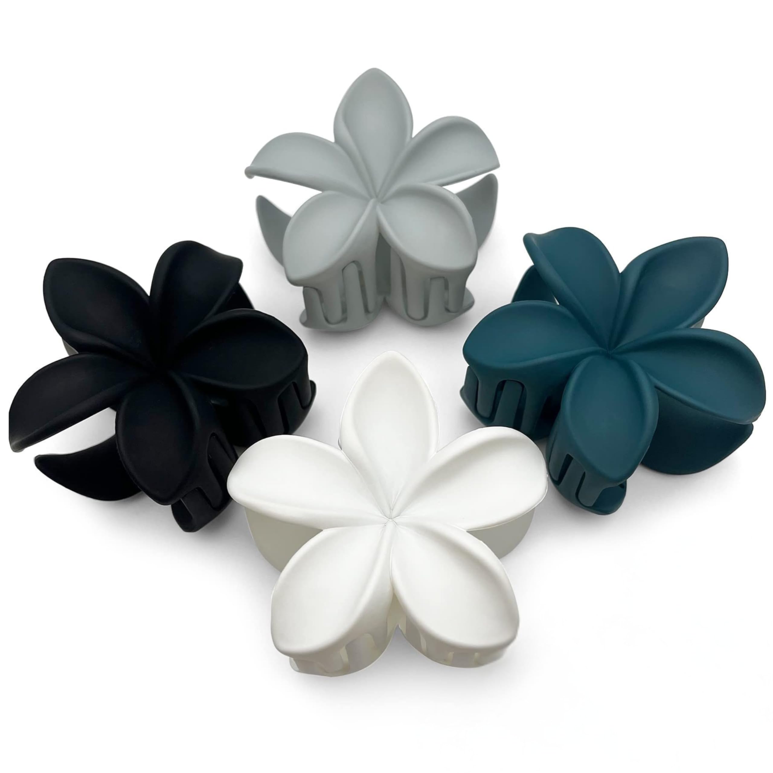 Flower Hair Clips for Women and Girls Thick to Thin Hair Medium Cute Claw Clips Decorative Plumeria Hawaiian Hair Accessories Nonslip Hawaiian Matte