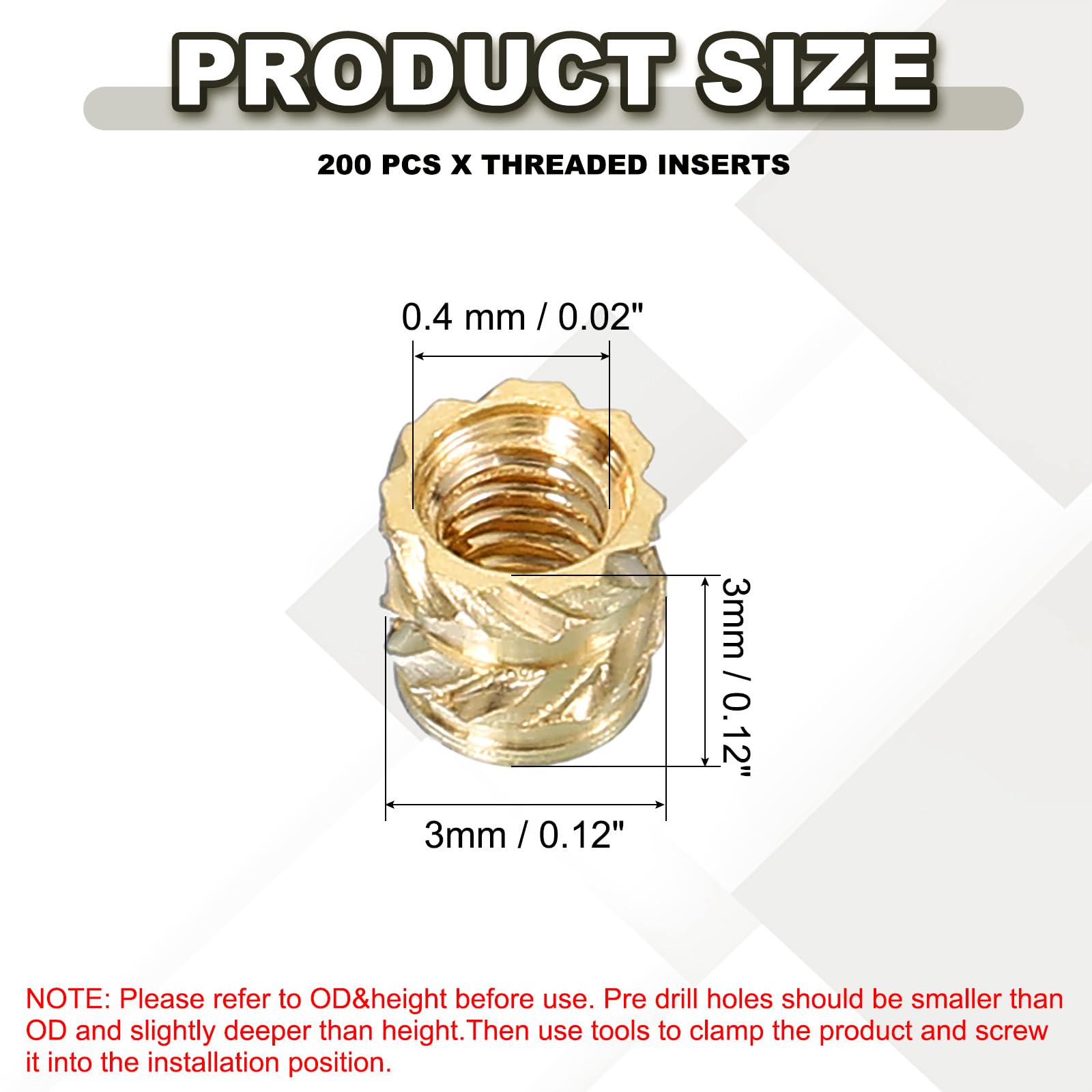 PATIKIL M2 Threaded Inserts M2x3x3mm - Image 2