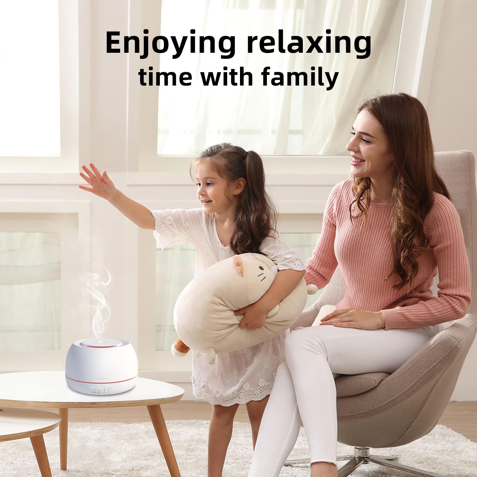 SEEDSEEL Diffusore di oli essenziali da 300 ml, 8 ore di autonomia, diffusore per aromaterapia con telecomando, luci LED a 7 colori per casa, camera da letto