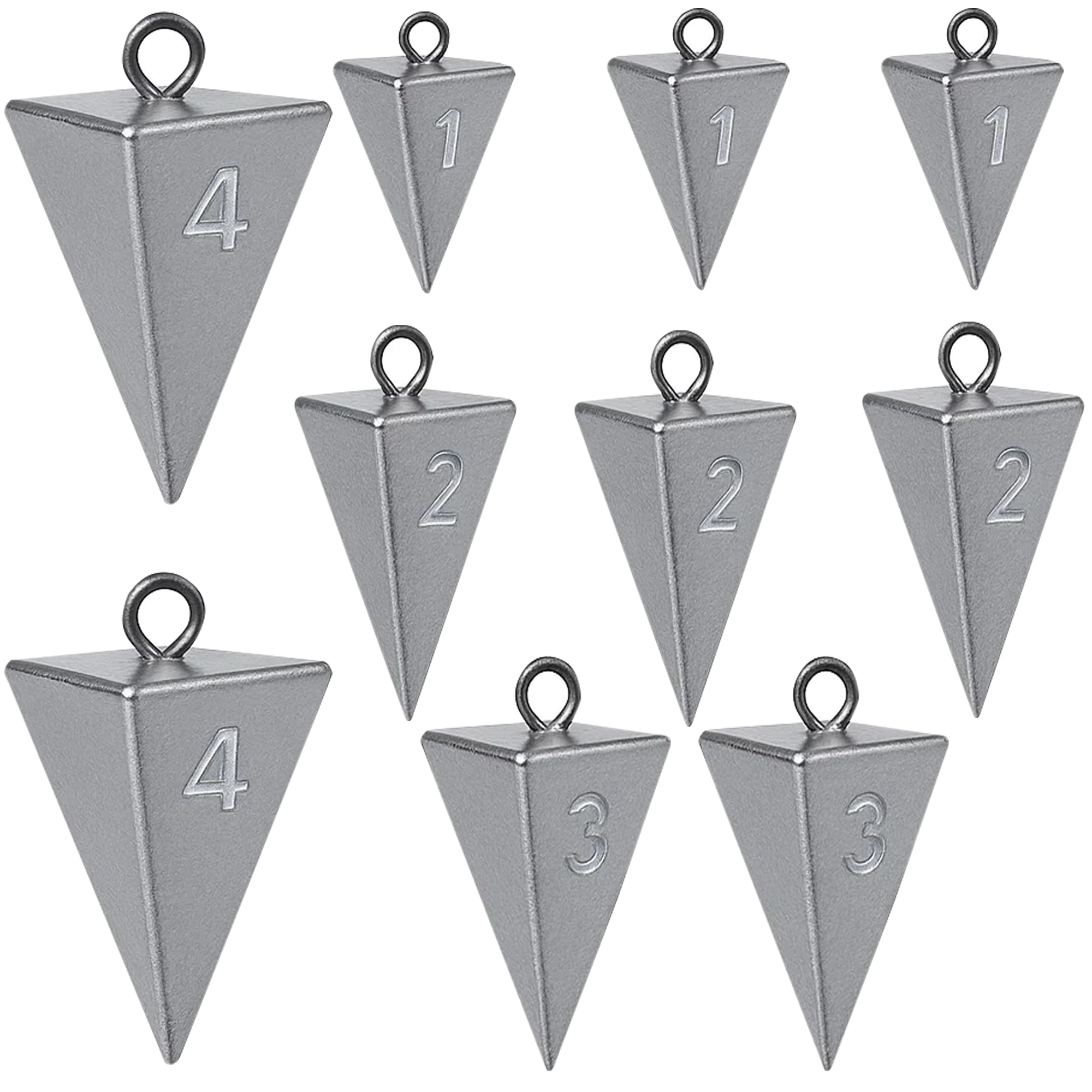 Pyramid Sinkers for Surf & Saltwater Fishing Weights - Durable Lead Fishing Sinkers, 1oz,2oz,3oz,4oz,5oz,6oz,8oz, Assortment Packs.
