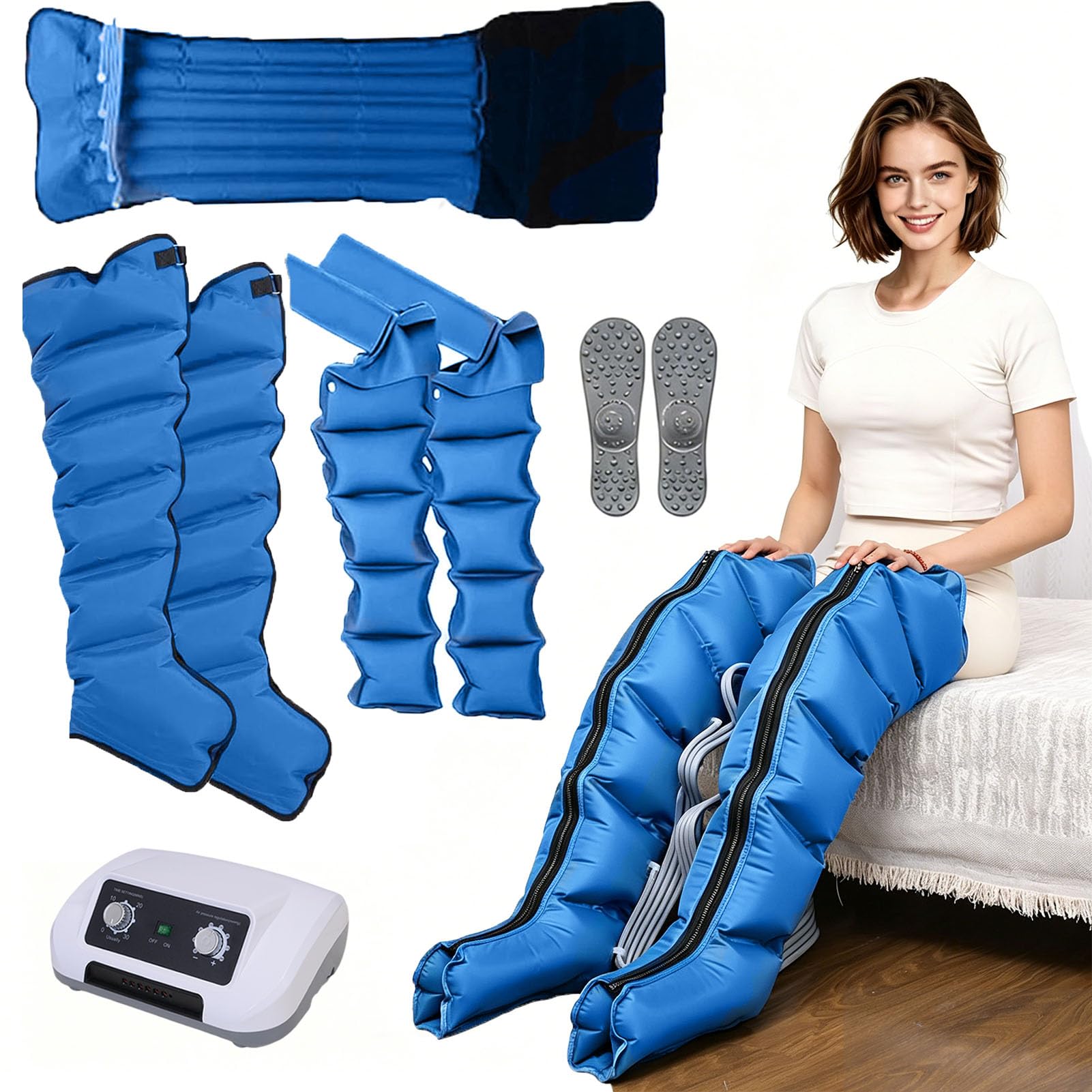 Presoterapia Profesional para Casa,Botas Presoterapia Piernas Abdomen Brazos 6 Camaras,Masajeador Drenaje Linfatico Circulación 0-240 mmHg,0-30 Min,Masajeador Muscular