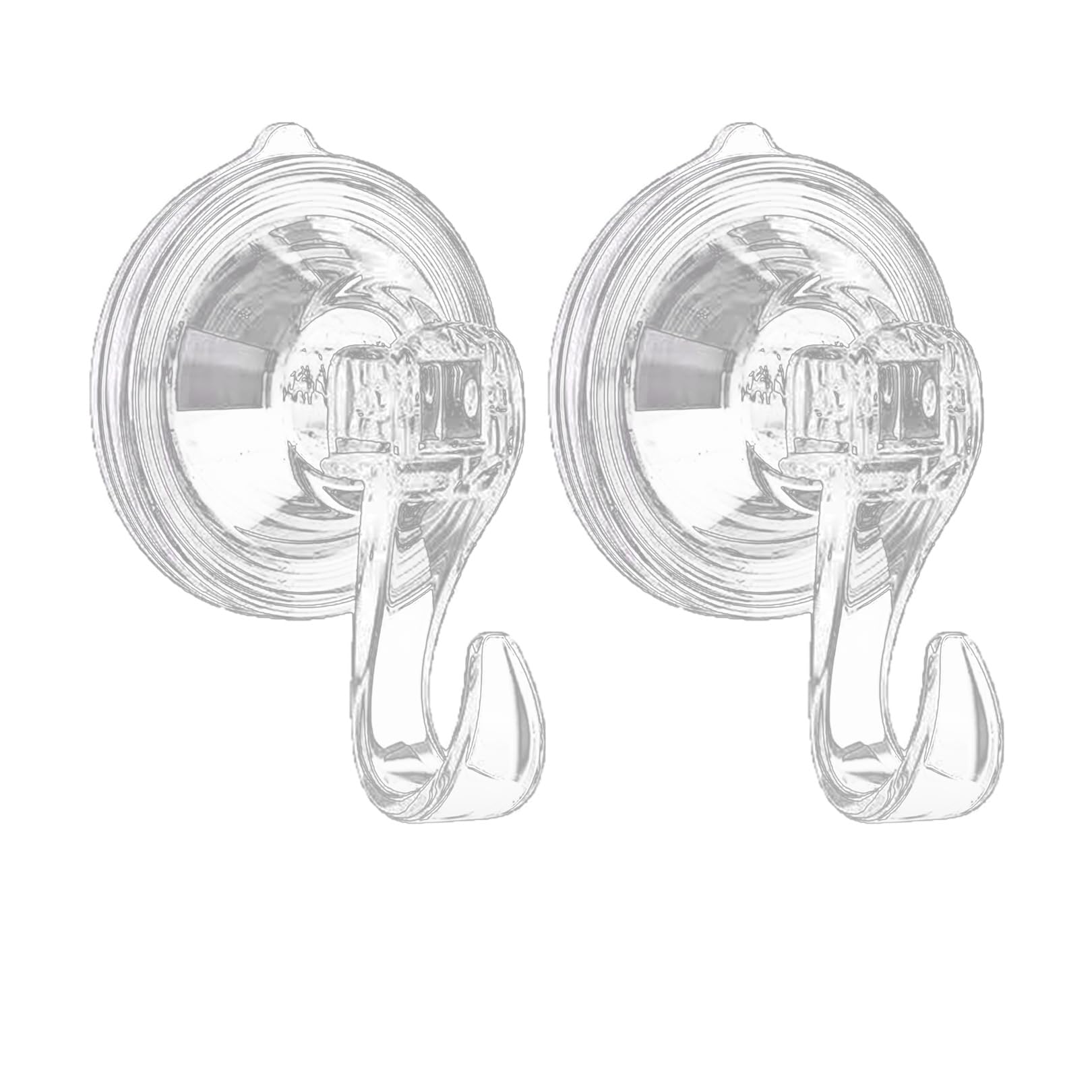 2 Pcs Suction Hooks for Bathroom,Window Suckers Hook Wreath Hanger for Front Door Stick On Holder Heavy Duty Reusable Round Vacuum Suction Cup Transparent Removable Plastic Sucker,for Shower Towel