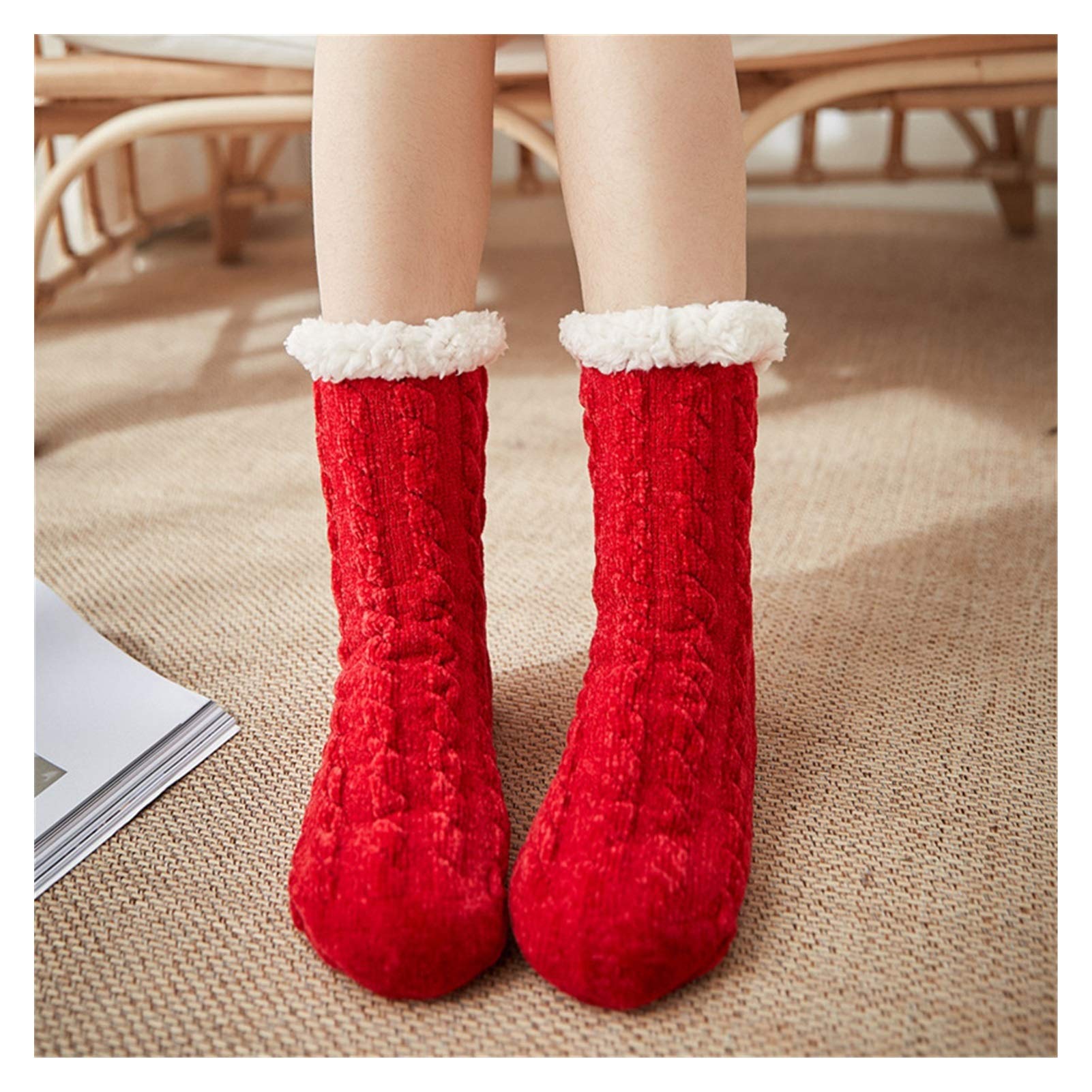 Chaussettes en coton set cadeau chaussettes thermiques d'hiver pack femme rouge broderie