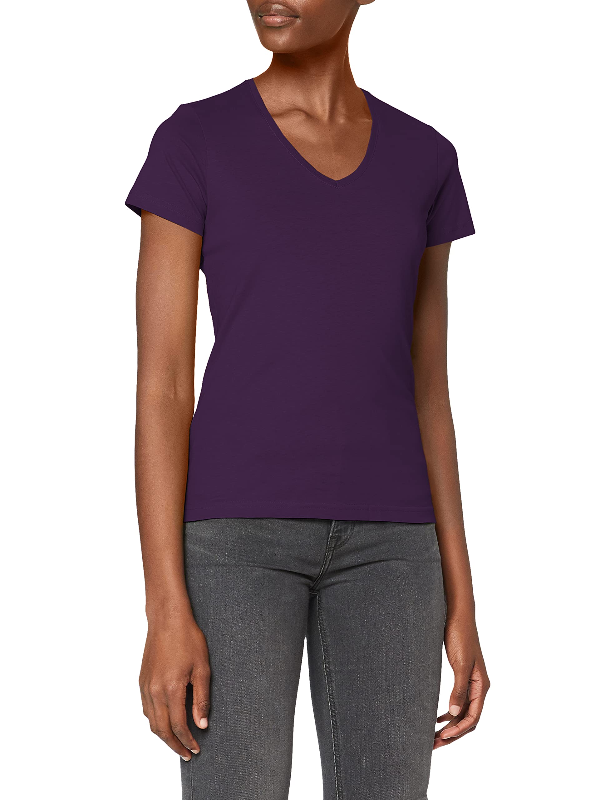Stedman Apparel Women's Classic-T V-Neck/ST2700 Regular Fit Short Sleeve T-Shirt, Purple (Deep Berry), Size 14 (Manufacturer Size:Large)