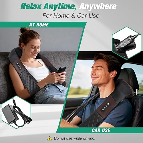 Miniatura 7 de Masajeador de cuello para aliviar el dolor masajeador de espalda Shiatsu de tejido profundo con calor, regalos de Navidad para hombres, mujeres,