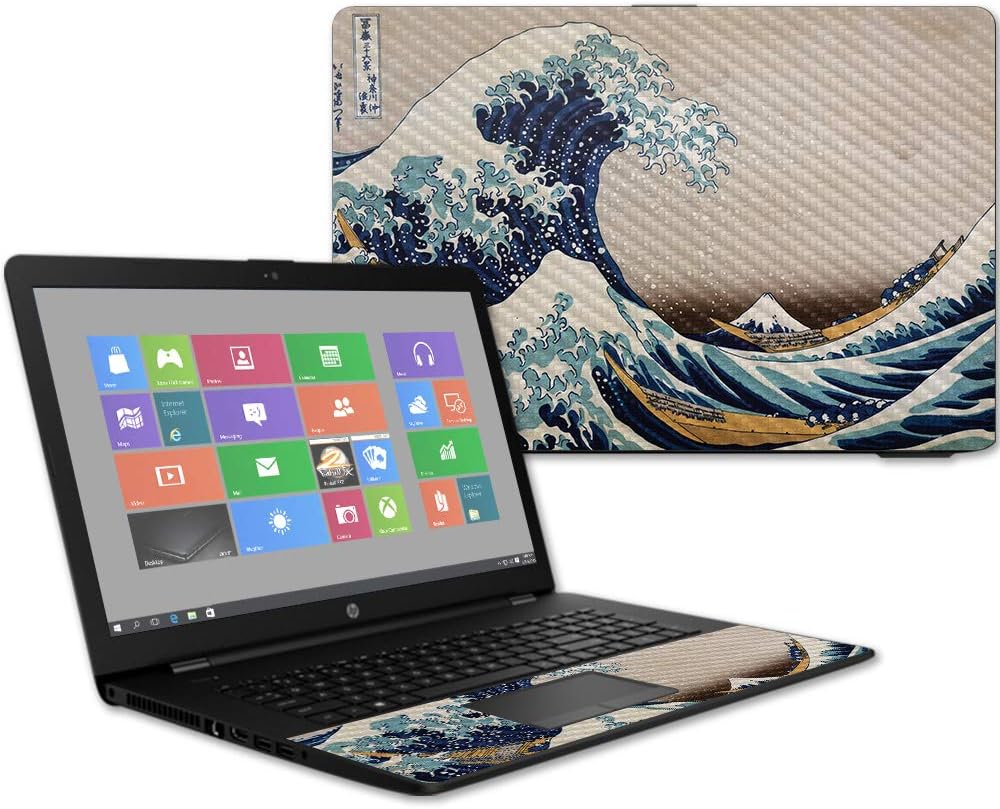 MightySkins Carbon Fiber Skin for HP 17T Laptop 17.3" (2017) - Great Wave of Kanagawa | Protective, Durable Textured Carbon Fiber Finish | Easy to Apply, Remove | Made in The USA