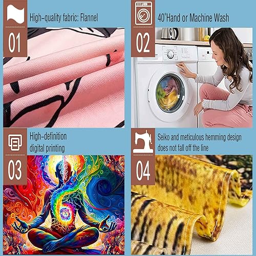 Miniatura 4 de Aidatain Tapiz de meditación de yoga  Arte de pared espacial colorido, mandala espiritual, tamaño 80 x 60 pulgadas  Manta de playa para sala de