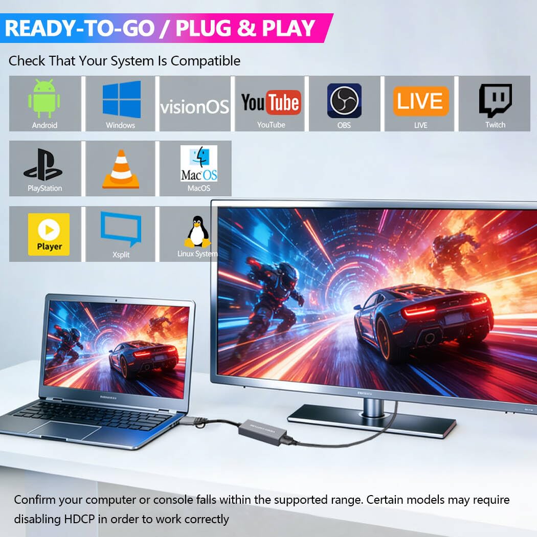 Carte de capture vidéo HDMI 4K 1080p60, USB 3.0 et Type-C, capture de jeu plug-and-play pour PS5/Xbox/Switch/Quest 3, iPad Pro/Mac/Windows/OBS, passe zéro décalage, étui de poche en aluminium