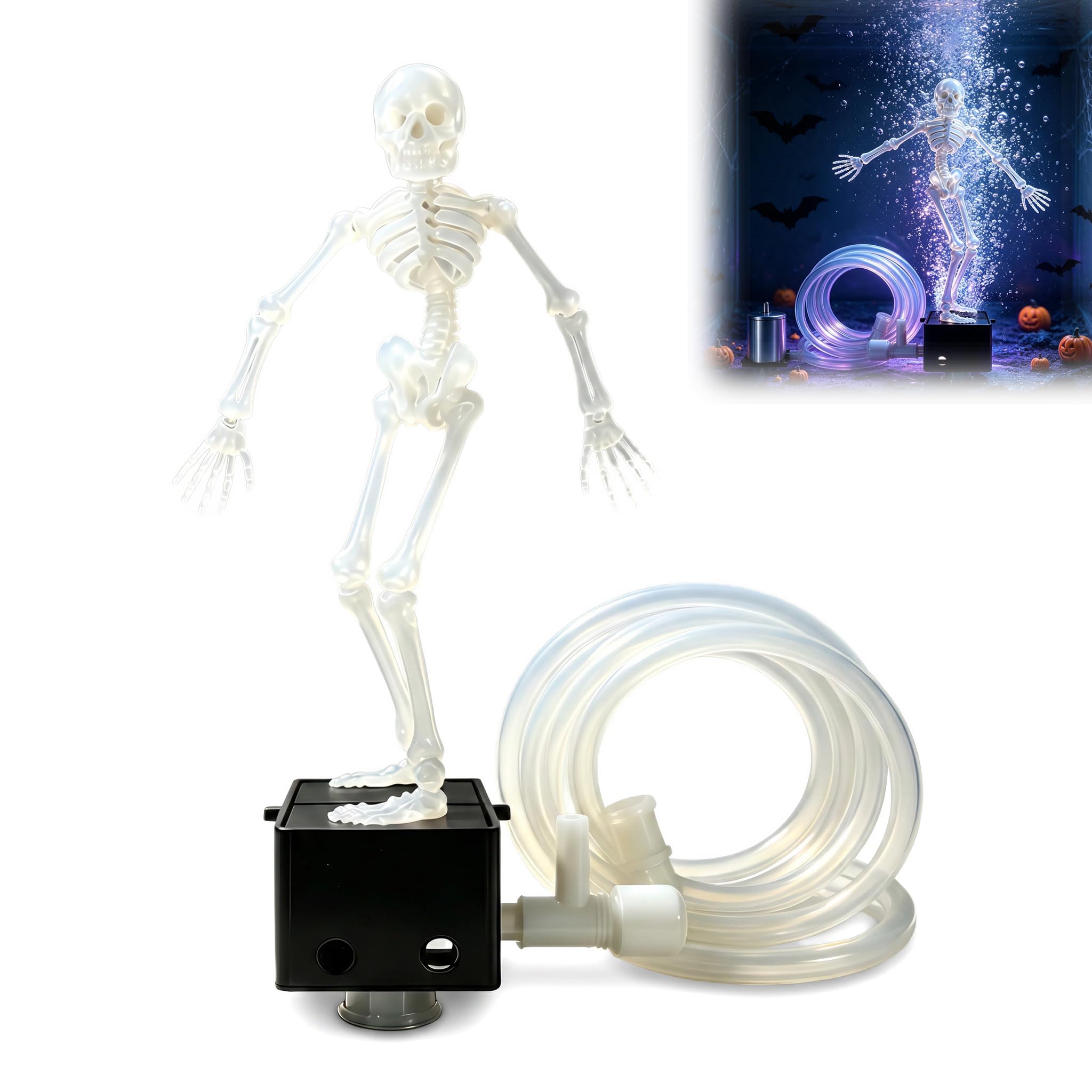 Dancing Skeleton Aquarium Bubbler, Fish Tank Decoration with Air Hose