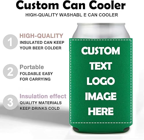 Miniatura 5 de Juego de 20 enfriadores de latas personalizados, soporte para bebidas frías para latas, enfriadores de latas de graduación personalizados, fundas
