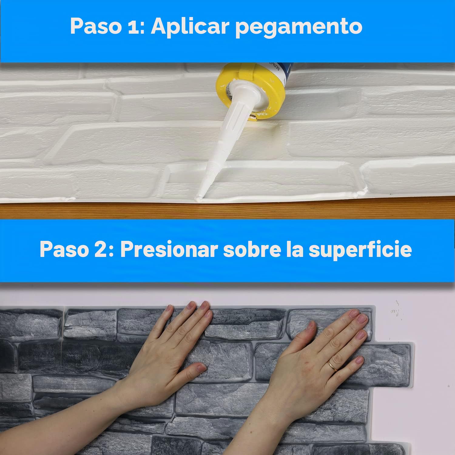 Paneles de pared de plástico PVC 3D decorativos azulejos revestimiento (Piedra Gris.)