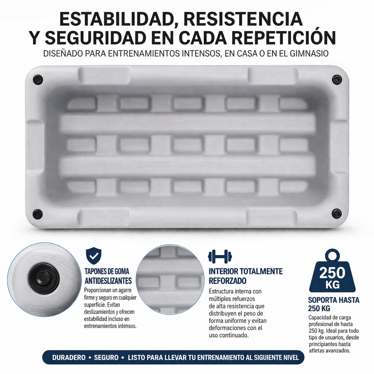 Step Aerobic Profesional - Altura Ajustable 11cm/16cm/21cm - Plataforma de Fitness para Casa y Gimnasio - Fabricado en España - Superficie Antideslizante (Step Profesional + 4 Elevadores)