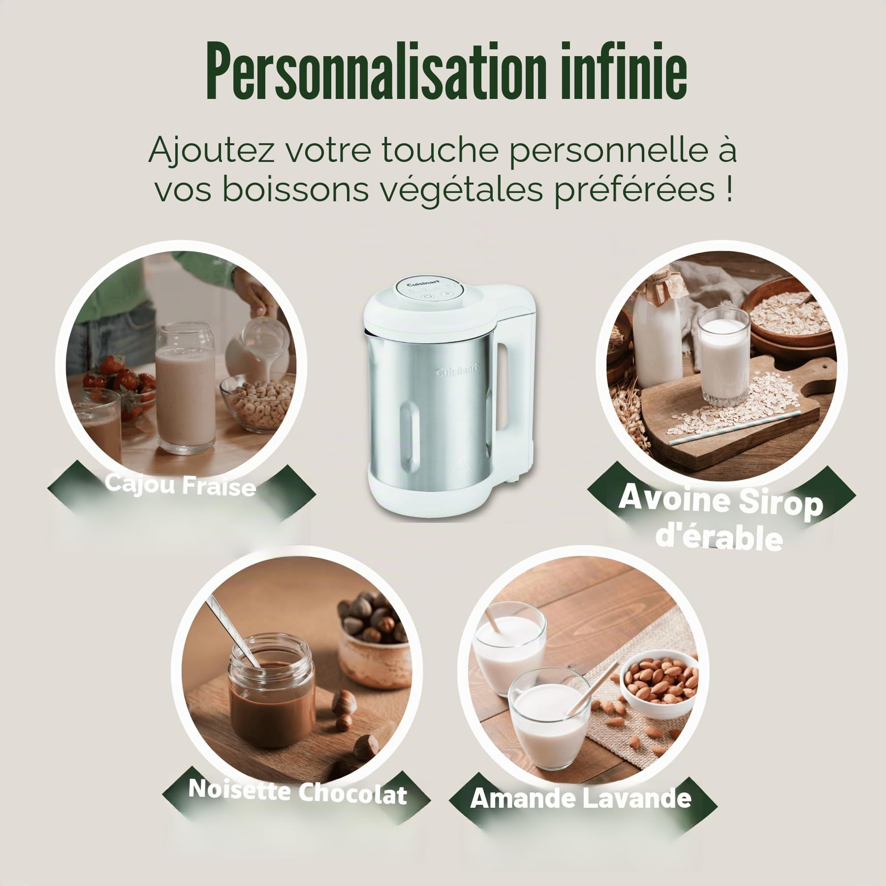 Cuisinart NutSmart® Machine à lait de noix, amande, soja, avoine barista, noix de cajou, fait du lait en 60 secondes, machine à lait végétale, avec panier filtrant, sans filtration, capacité de 1,2 l