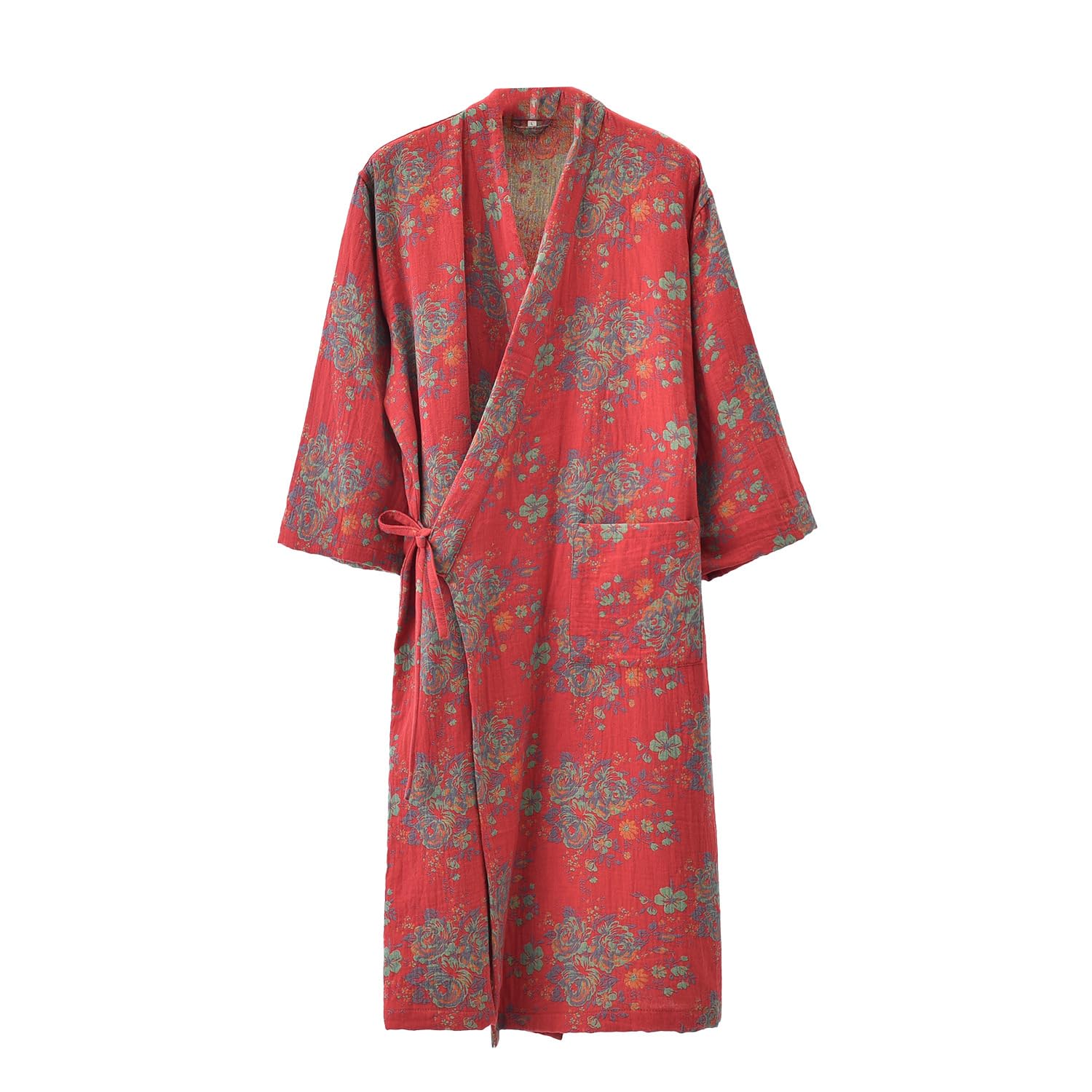PRINCESS BRIDE Bata tipo kimono japonesa tradicional anudada Yukata de doble capa de gasa teñida de hilo suave para mujer, rosa (b), XL