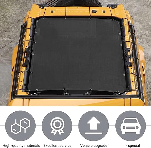 Miniatura 4 de JeCar Parasol de malla para el techo del bikini de longitud completa, accesorios exteriores para Ford Bronco de 4 puertas 2021 2022, color negro