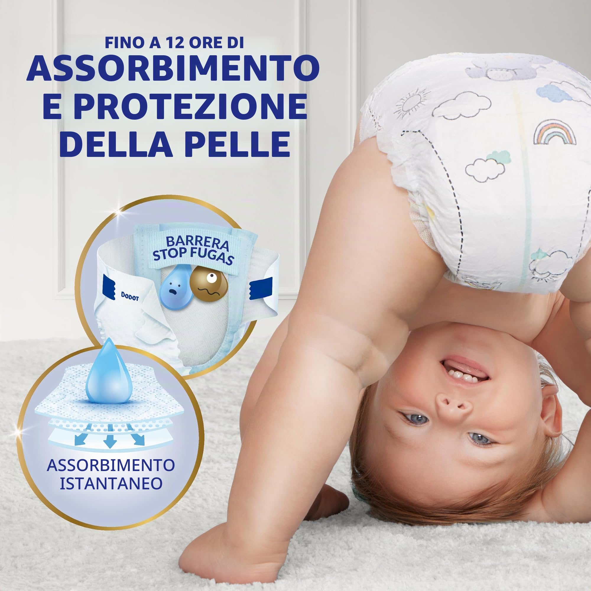 Dodot Pannolini per neonati sensibili taglia 3 (6-10 kg), 224 pannoli+40 salviette (4 x 10) in omaggio acqua senza plastica, protezione ottimale della pelle Dodot , Pacchetto mensile