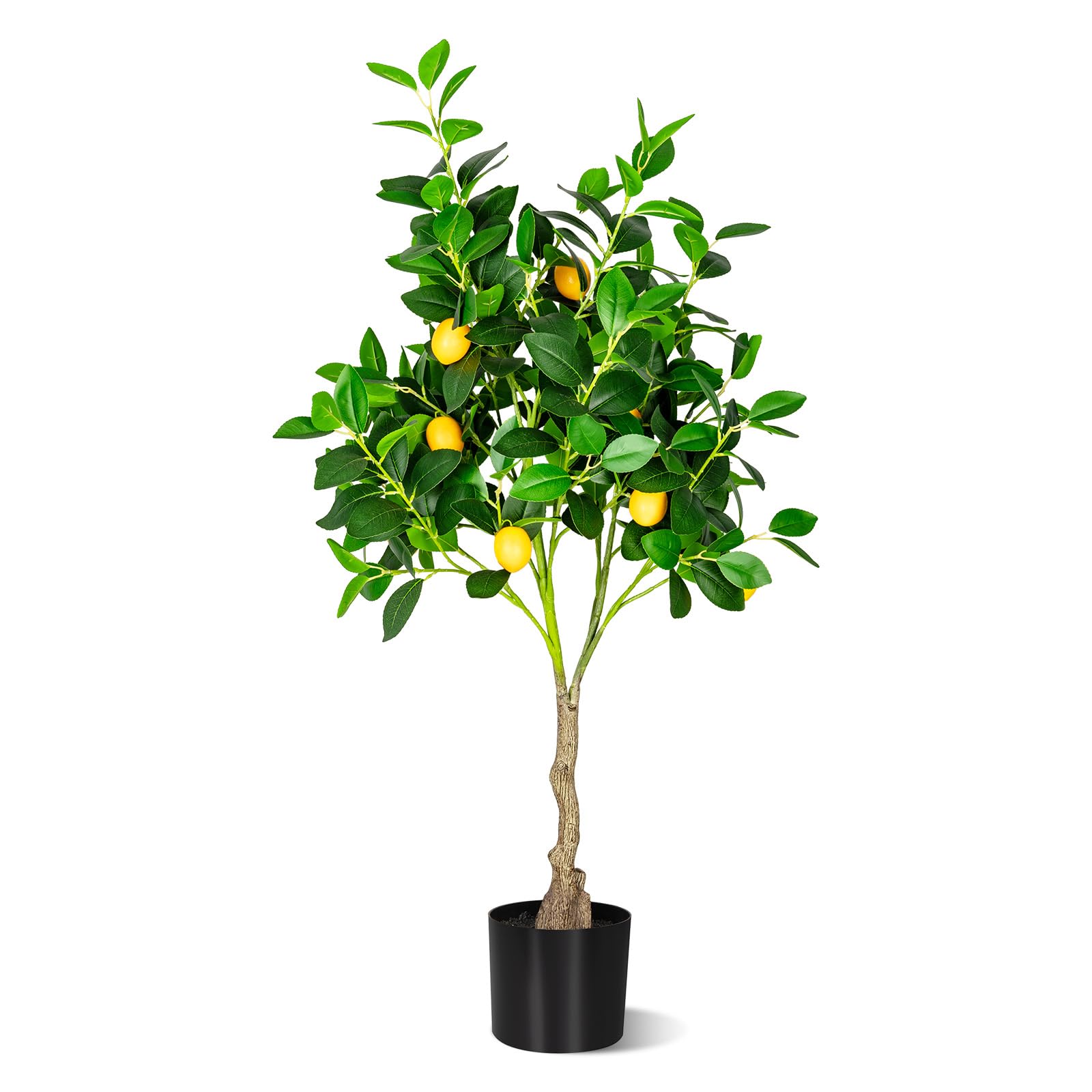 Artificial Lemon Tree, 4FT Faux Lemon Tree in Pot,Small Fake Lemon Fruit Plant for Indoor Home Decor Office Living Room (4ft)